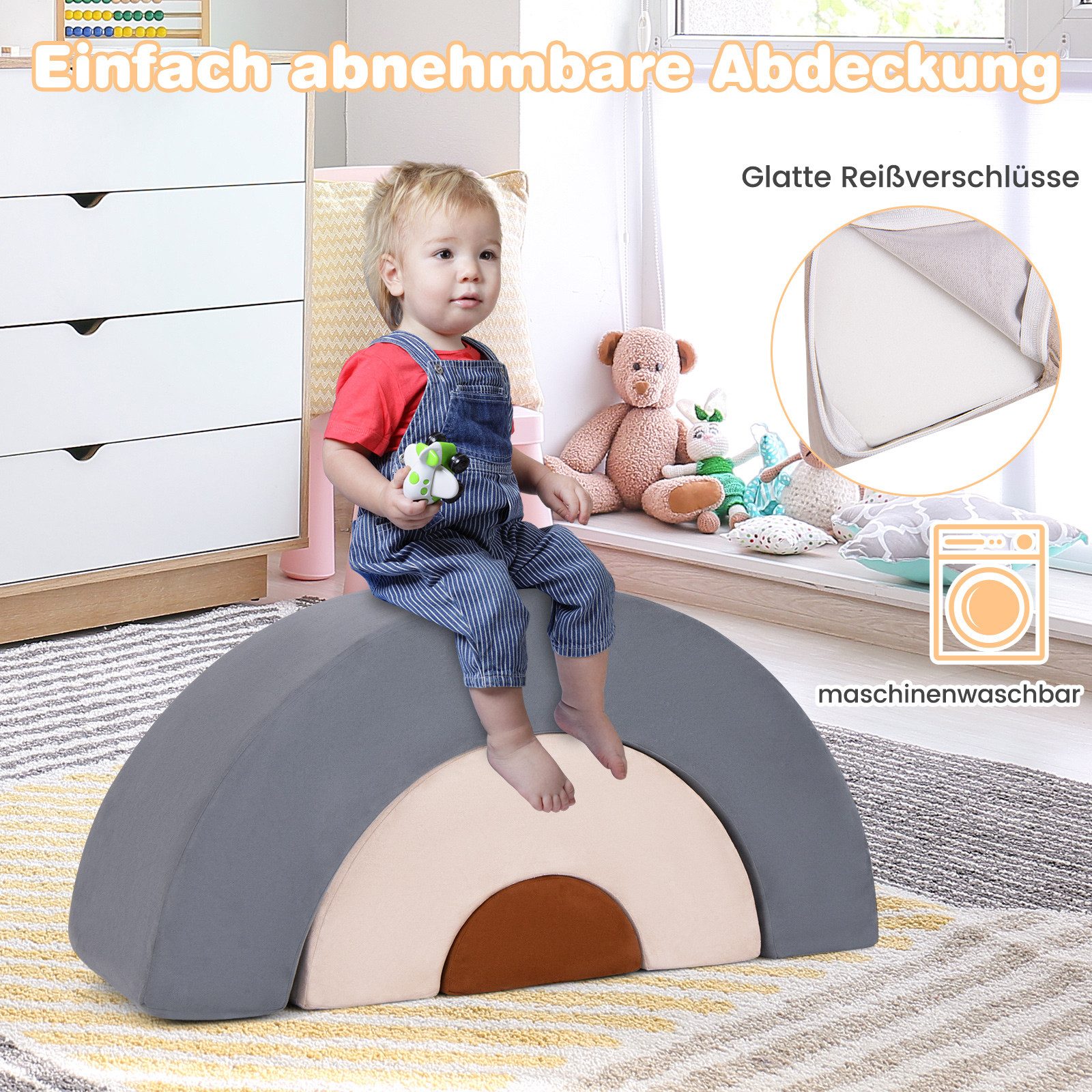 COSTWAY Spielbausteine, 3-TLG. Schaumstoffbausteine zum Klettern und Krabbeln