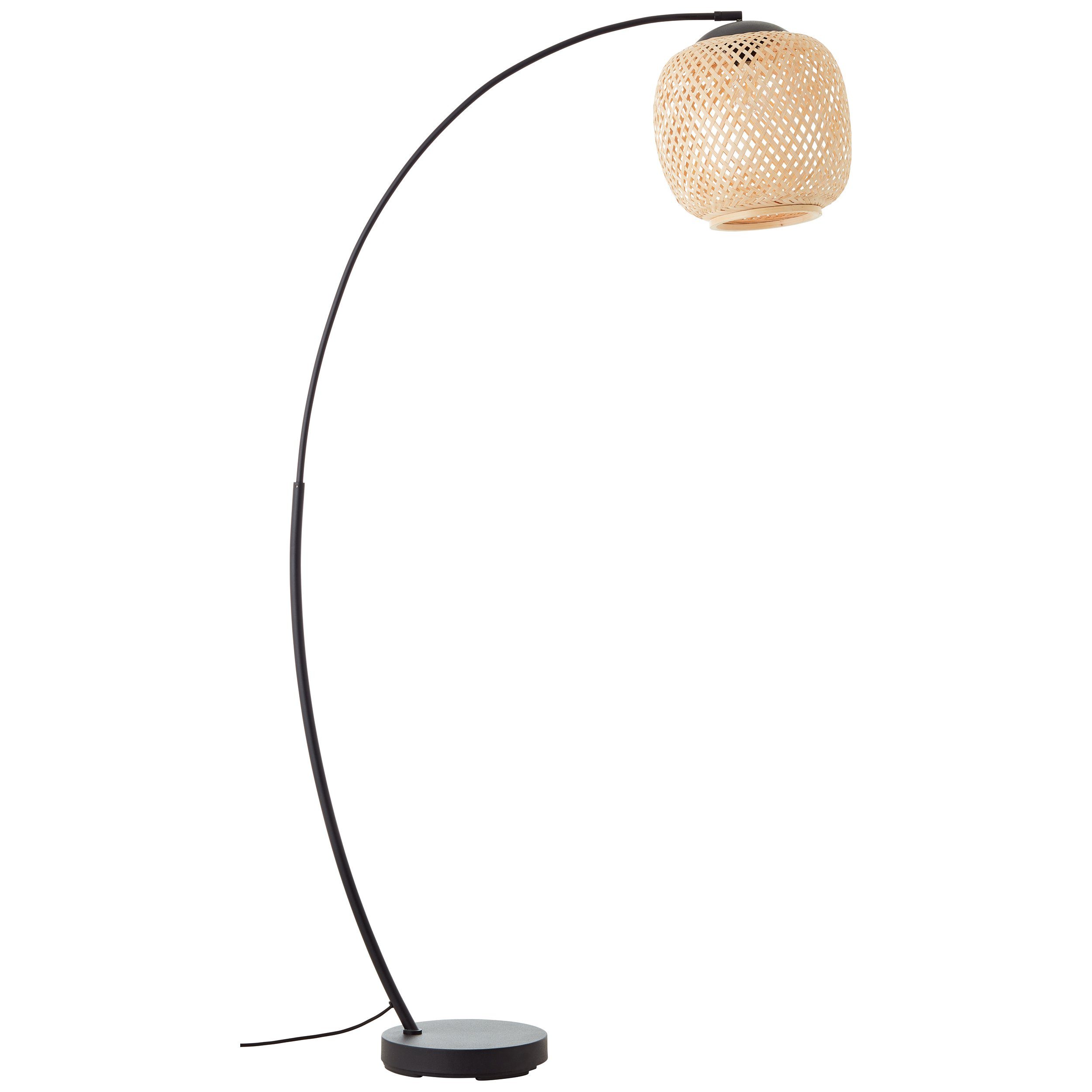 Brilliant Stehlampe Mesa, Standleuchte schwarz/rattan, 1-flammig A60, 1x E27 Mesa Metall/Bambus