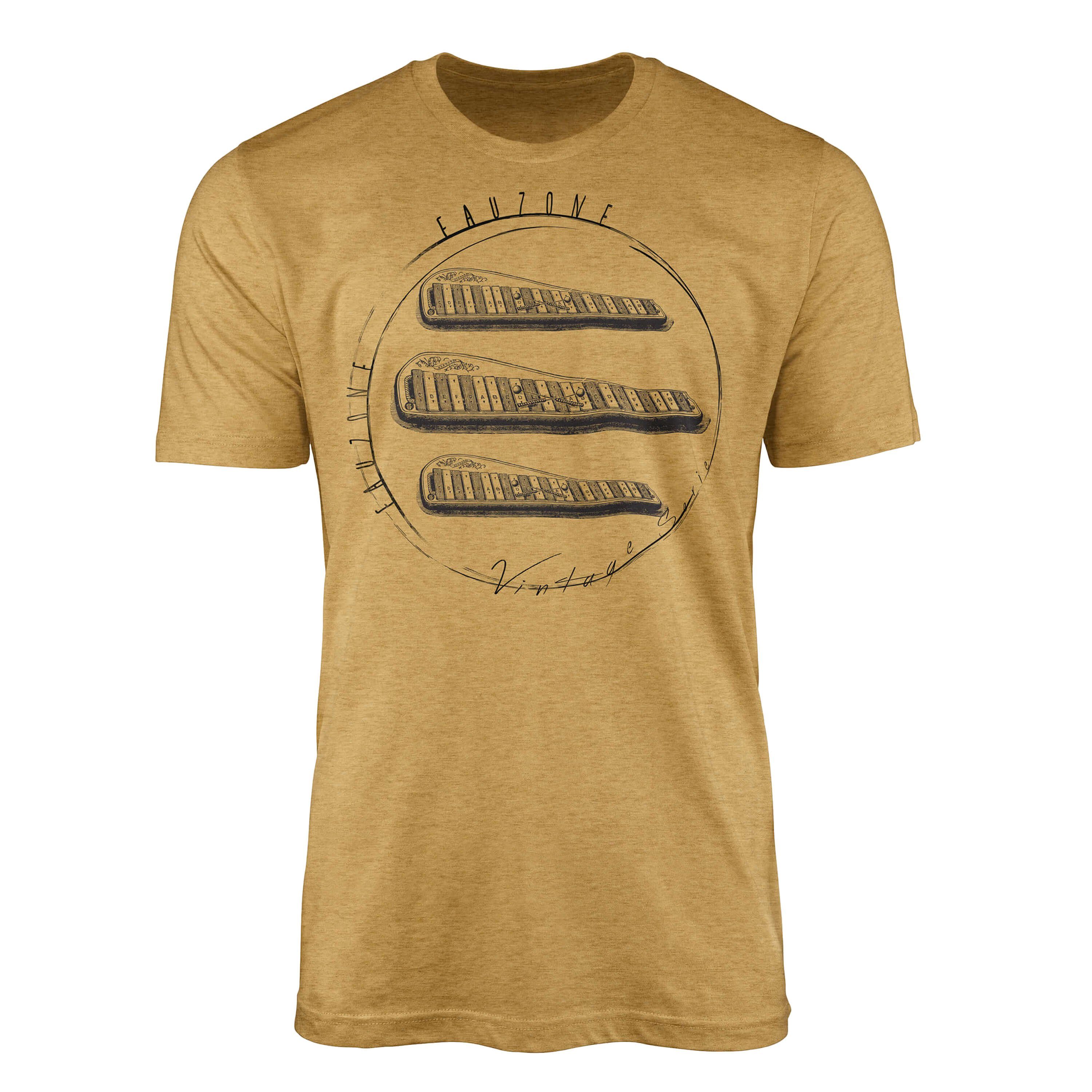 Sinus Art T-Shirt Vintage Herren T-Shirt Xylophone Antique Gold