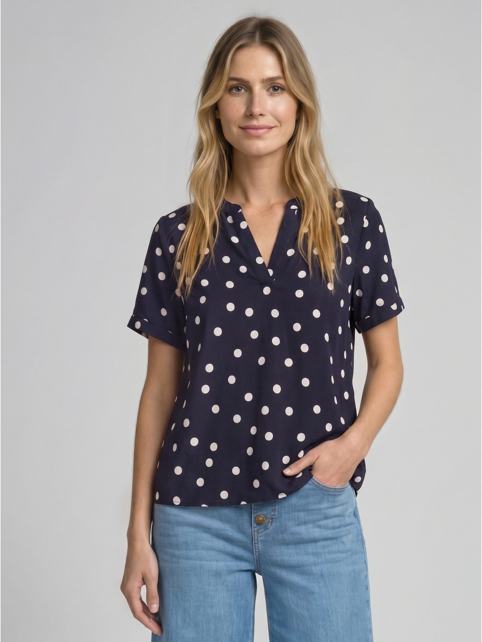 TOM TAILOR Kurzarmbluse Blusen & Shirts Loose Fit Bluse mit V-Ausschnitt