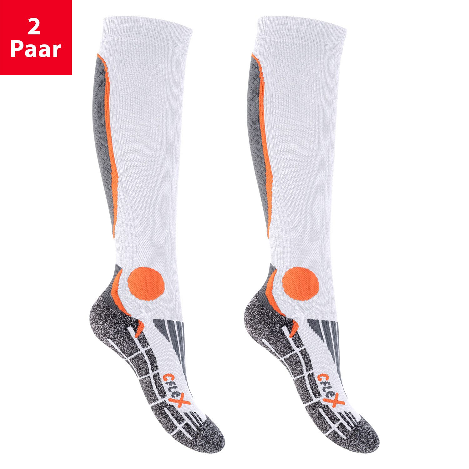 CFLEX Sportsocken Herren & Damen Running Kompressions Sport Kniestrümpfe (2 Paar)