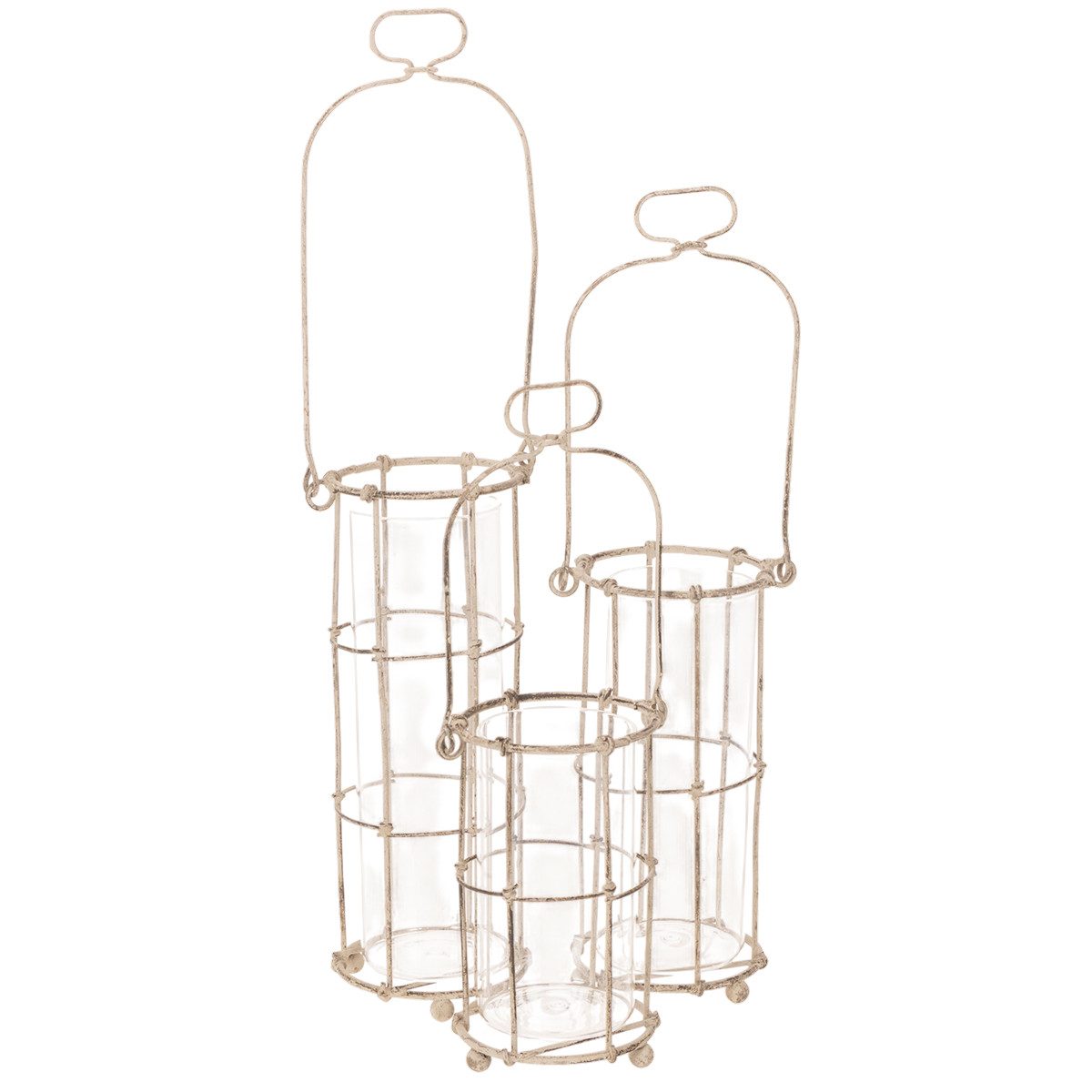 Florists Products Windlicht Gartenlaterne Metall 3er-Set - Windlicht Vintage mit Glas für