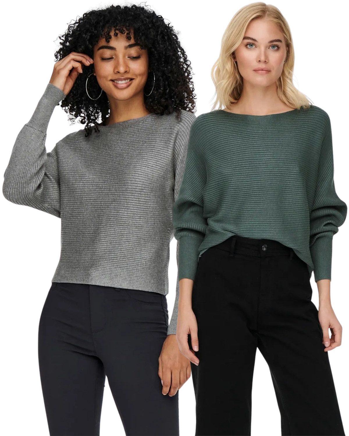 ONLY Langarmshirt Pullover mit Fledermausärmel im Doppelpack