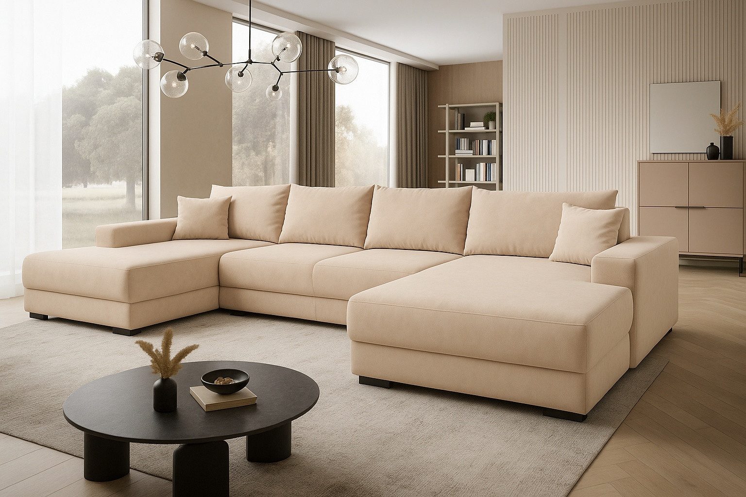 A&J MöbelLand GmbH Ecksofa VIENA 328x182 cm mit Schlaffunktion, Bonellfederkern und Bettkasten, TOP ANGEBOT!