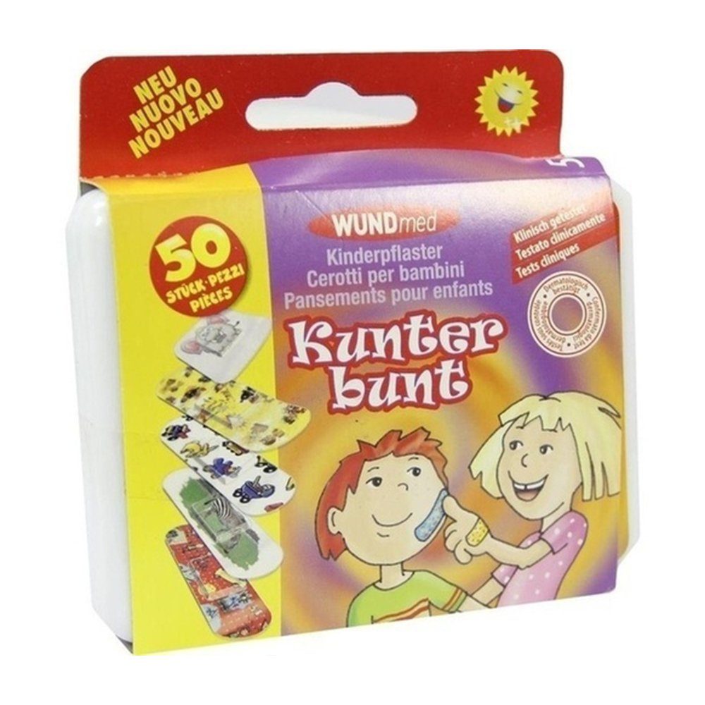 Axisis GmbH Wundpflaster KINDERPFLASTER Kunterbunt, 50 Stück, bunte Kinderpflaster