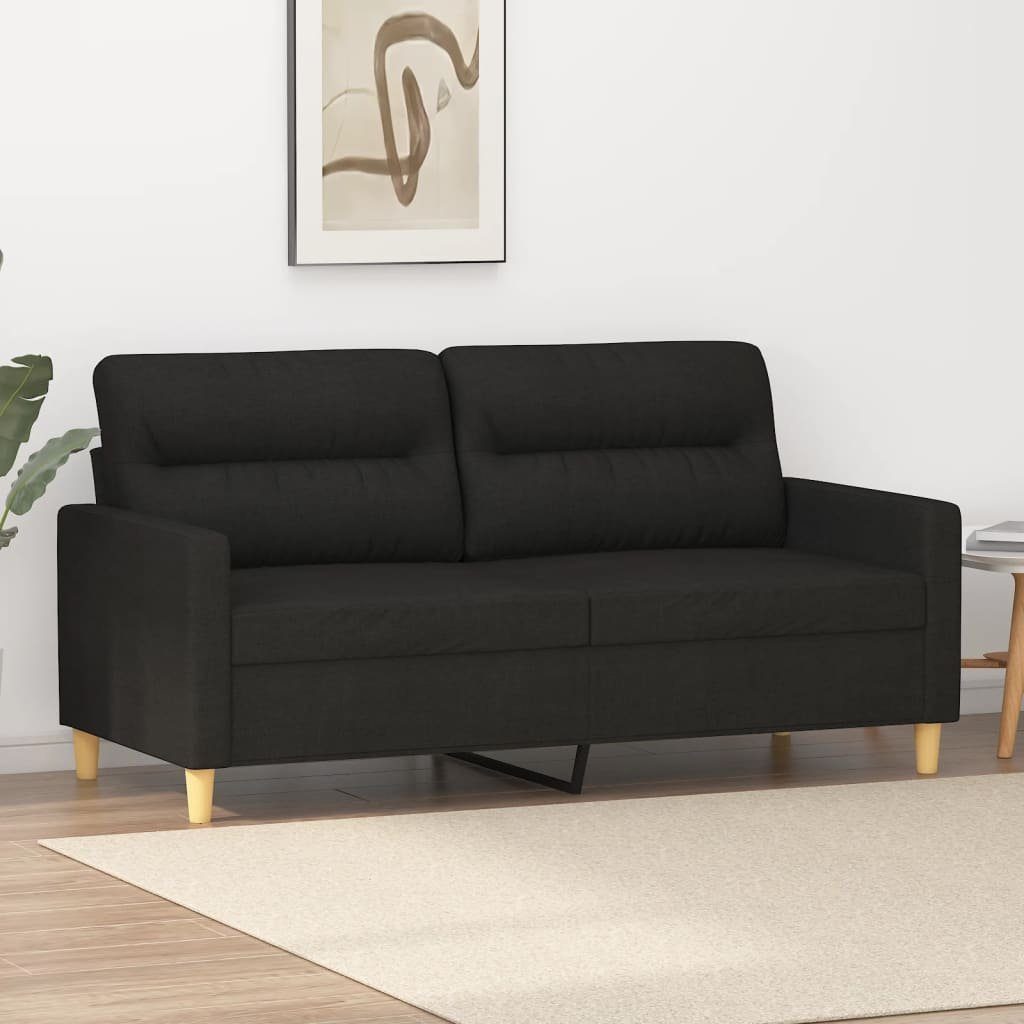 vidaXL Sofa 2-Sitzer-Sofa Schwarz 140 cm Stoff