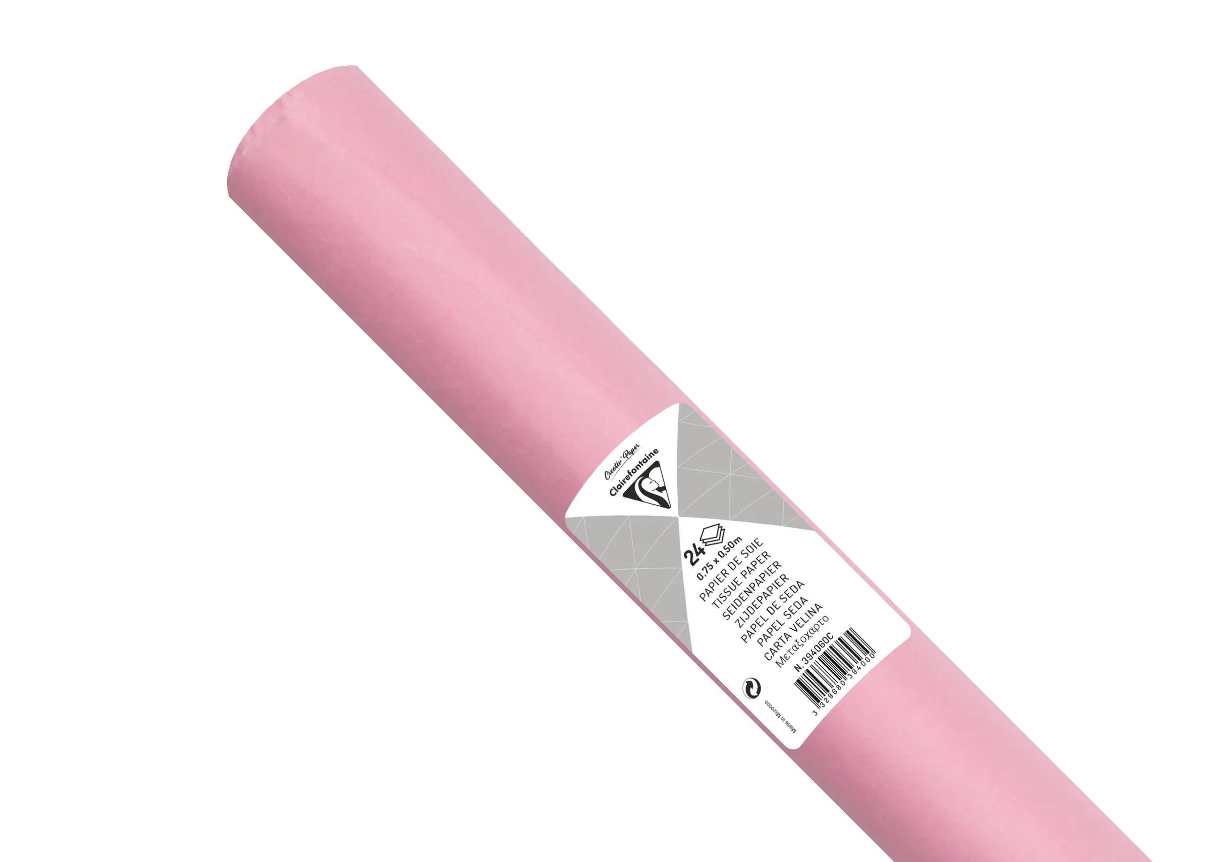 CLAIREFONTAINE Seidenpapier 5x Seidenpapier Rolle24 Bogen 18g/m2 50x75cm Mittelrosa 394060C, Bastel für Schule
