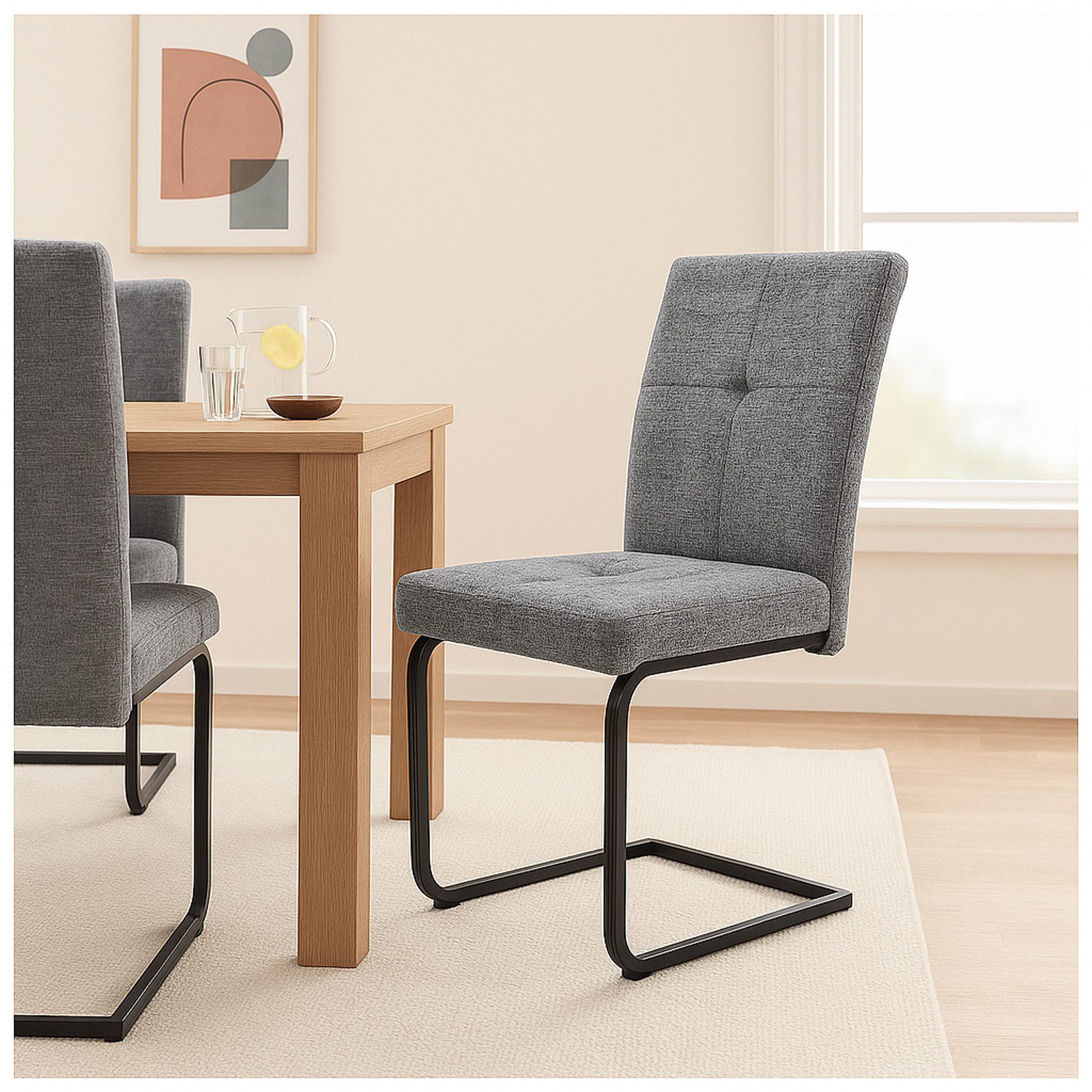 HTI-Living Freischwinger Esszimmerstuhl Kinsey Grau 2er-Set günstig online kaufen
