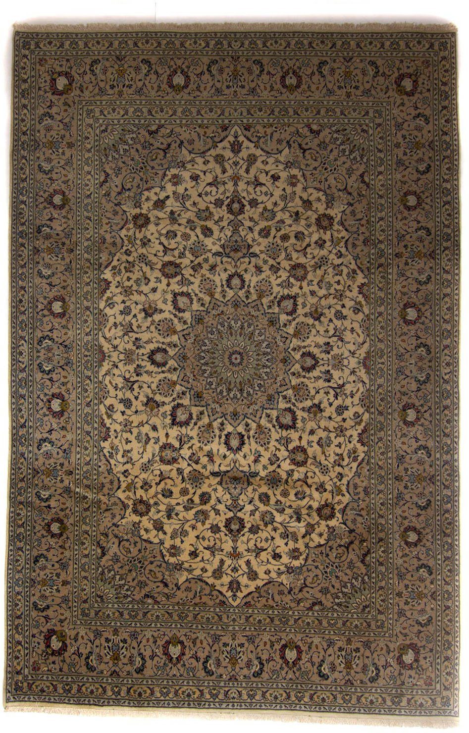 Wollteppich Keshan Medaillon Marrone chiaro 342 x 247 cm, morgenland, rechteckig, Höhe: 10 mm, Unikat mit Zertifikat