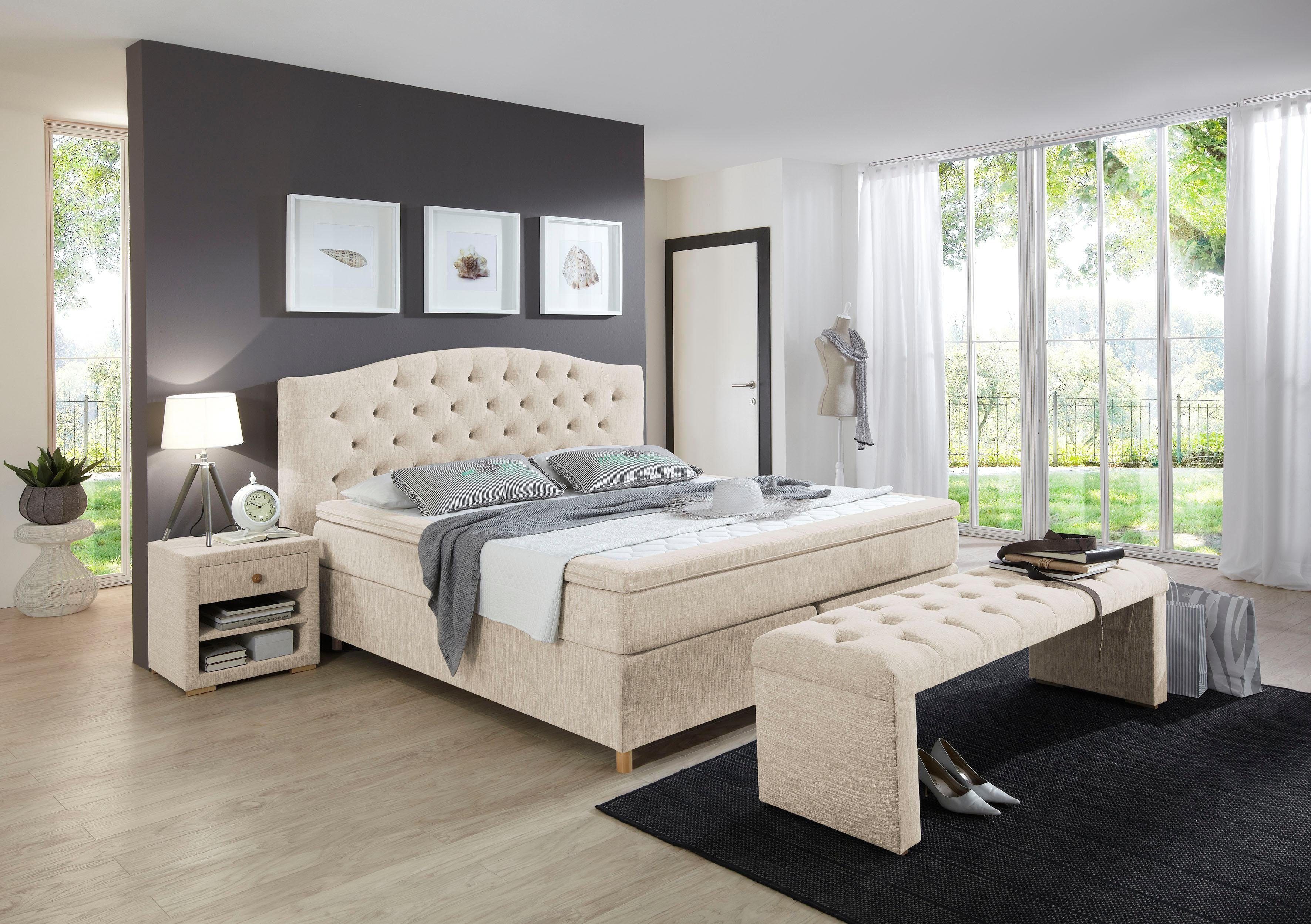 Home affaire Boxspringbett Claire, mit Vollmassiv-Unterbox, incl. Topper, verschiedene Härtegrade. Reduzierter Preis € 1.499,99. Unverbindliche Preisempfehlung € 2.075,00