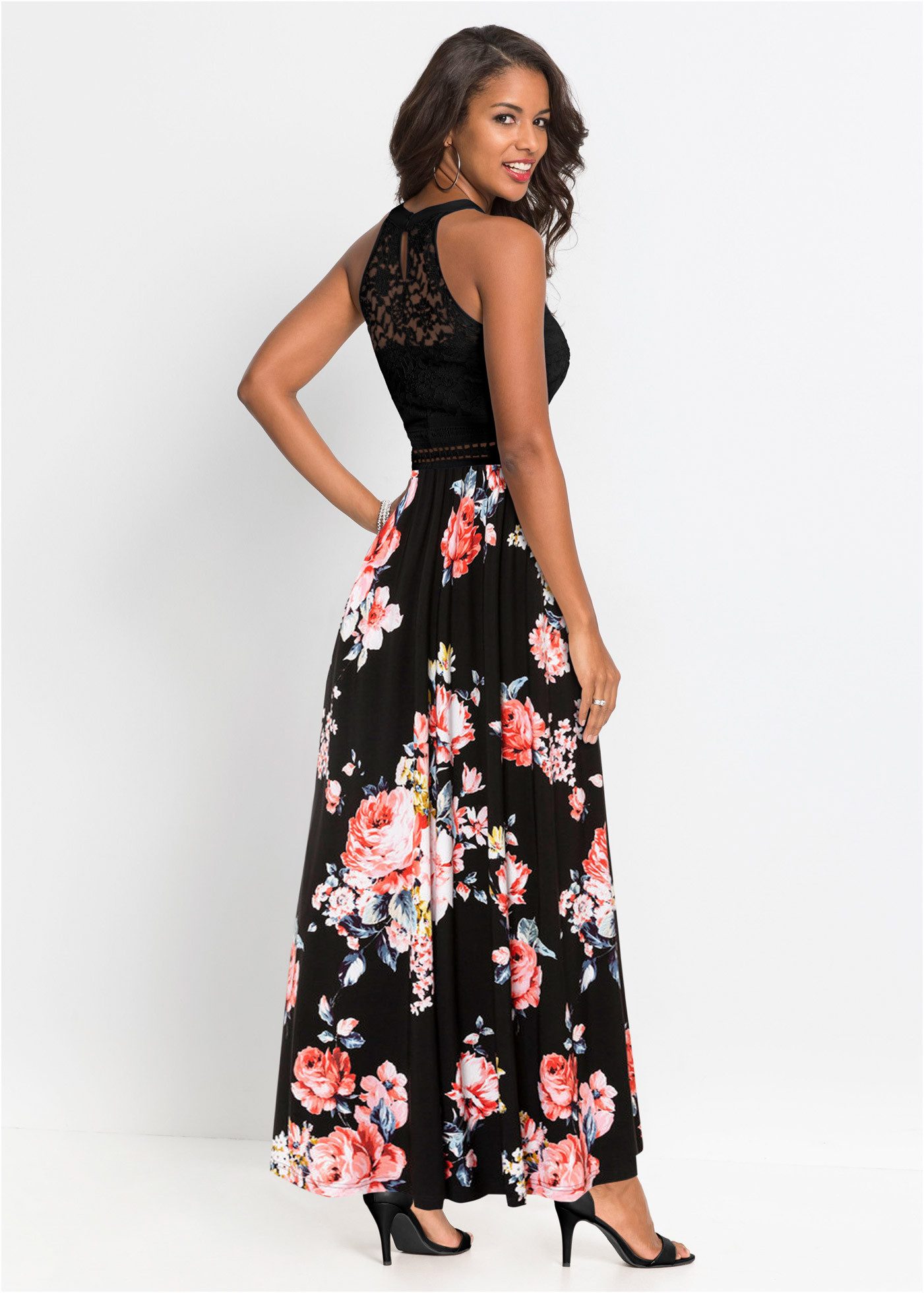 bonprix Jerseykleid für einen romantischen Look, amerikanischer Ausschnitt