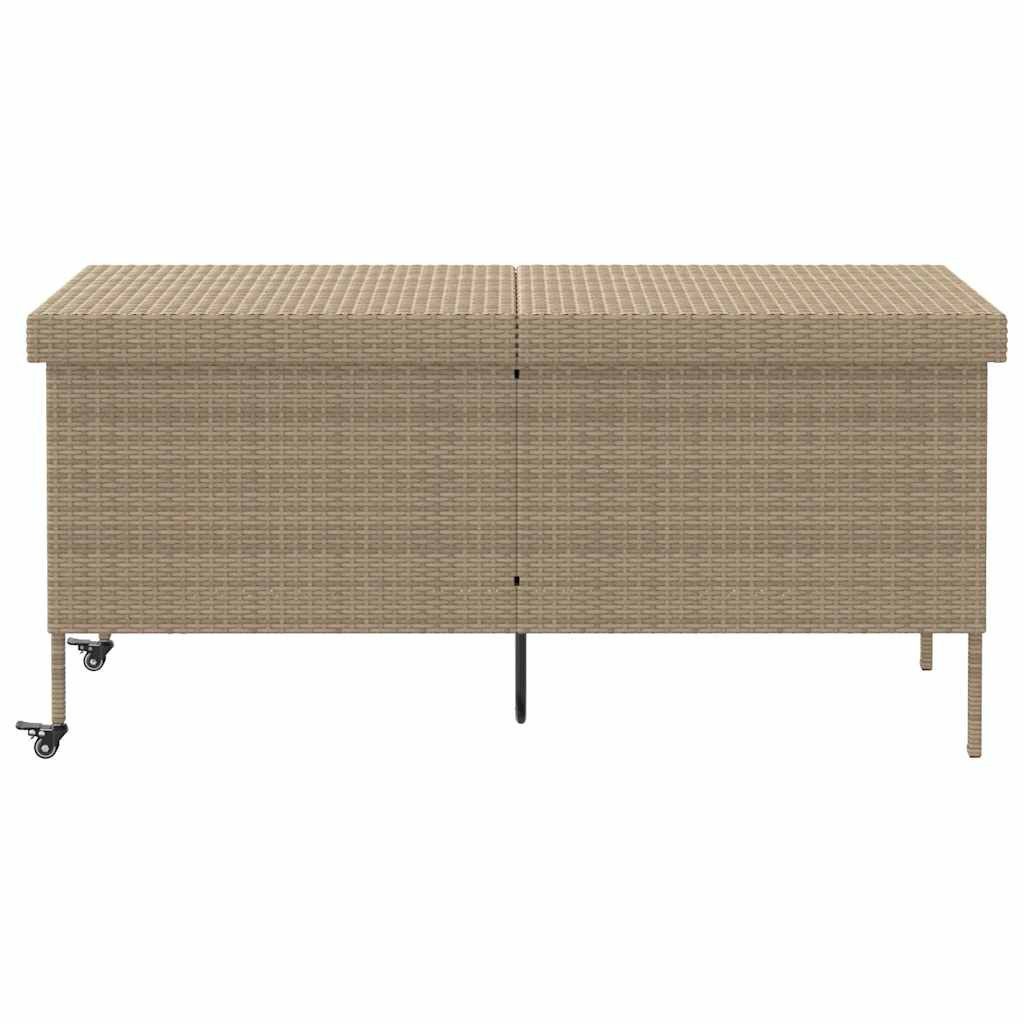 vidaXL Gartenbox Gartentruhe mit Rollen Beige 160x55x75 cm Poly Rattan