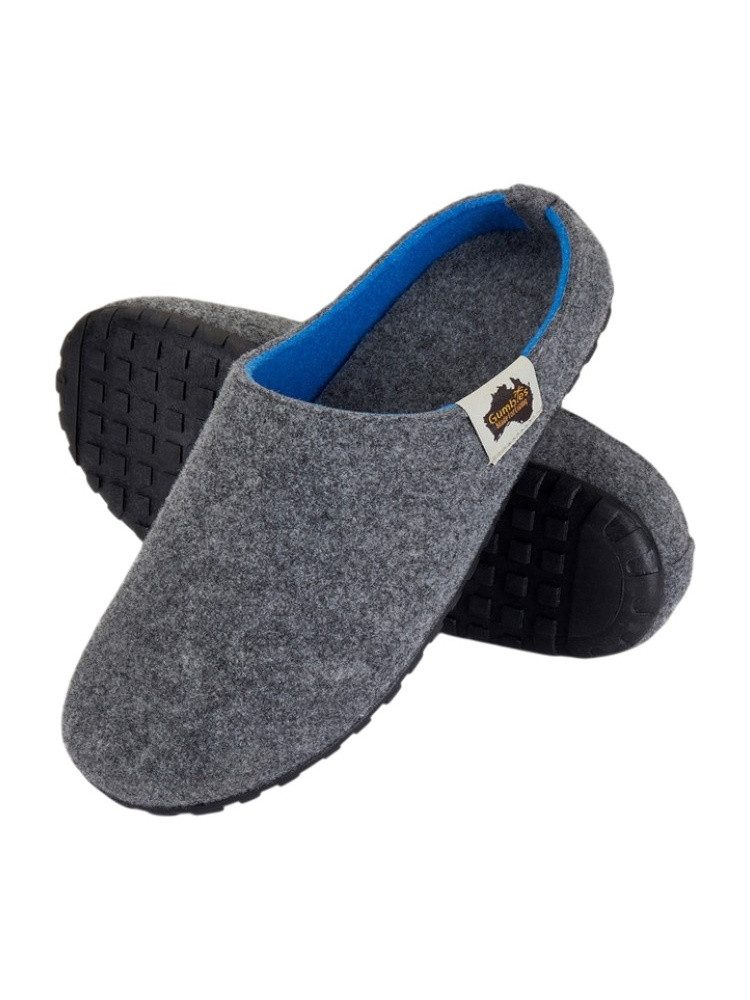 Slipper grau/blau Hausschuh