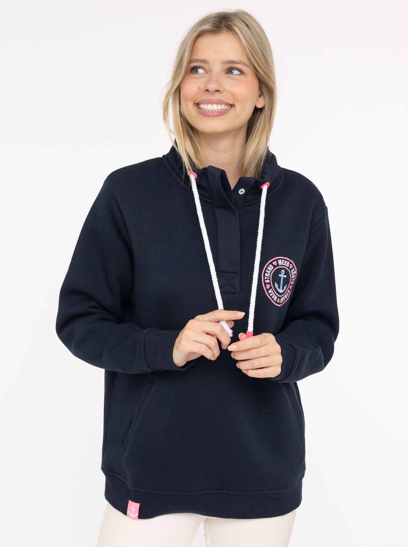 Zwillingsherz Troyer "Anker Kreis" Regular Fit, mit Zipper, Stehkragen, Kor günstig online kaufen