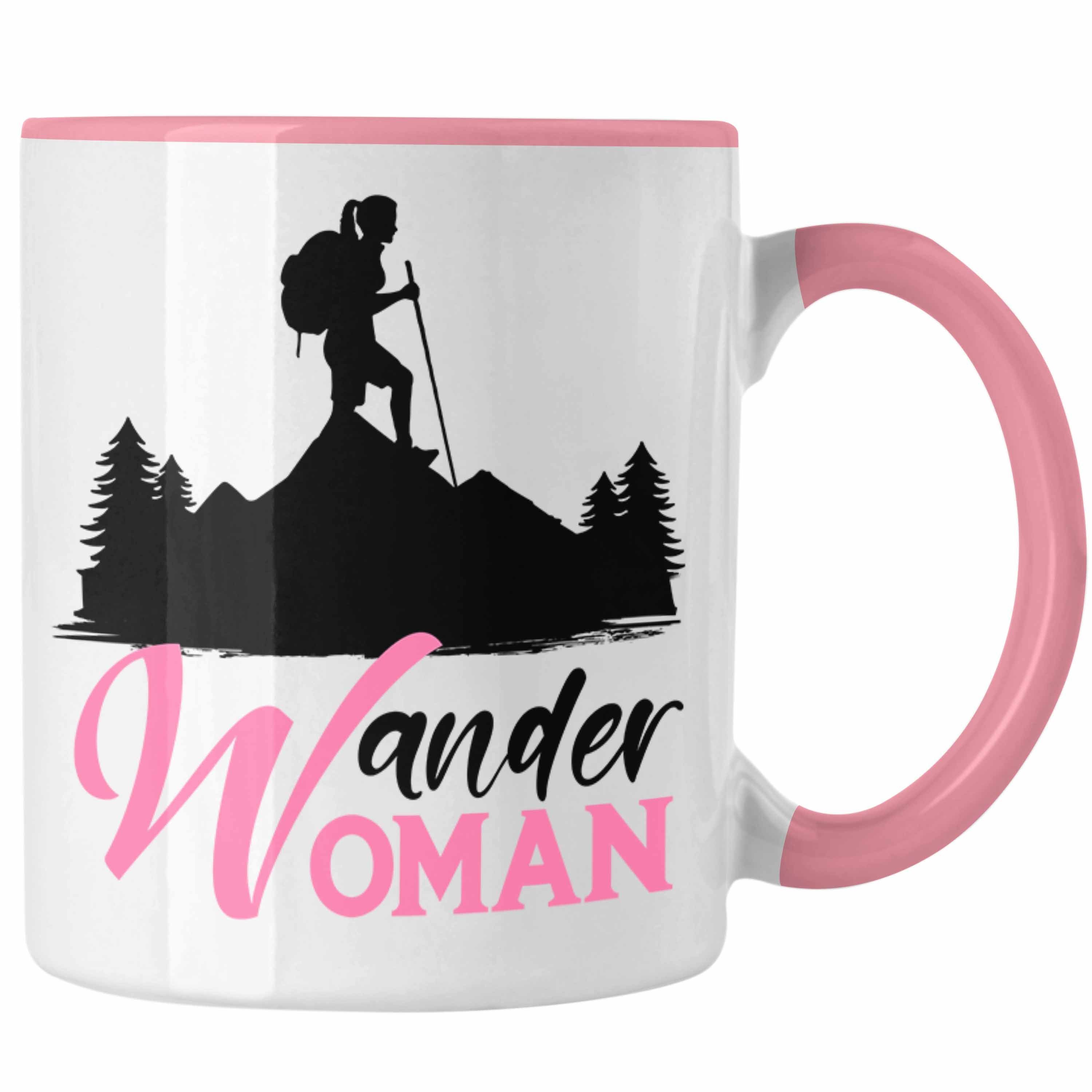 Trendation Tasse Trendation - Wander Woman Tasse Geschenk Wandern Frauen Geschenkidee Lustige Tasse zum Wandern Rosa