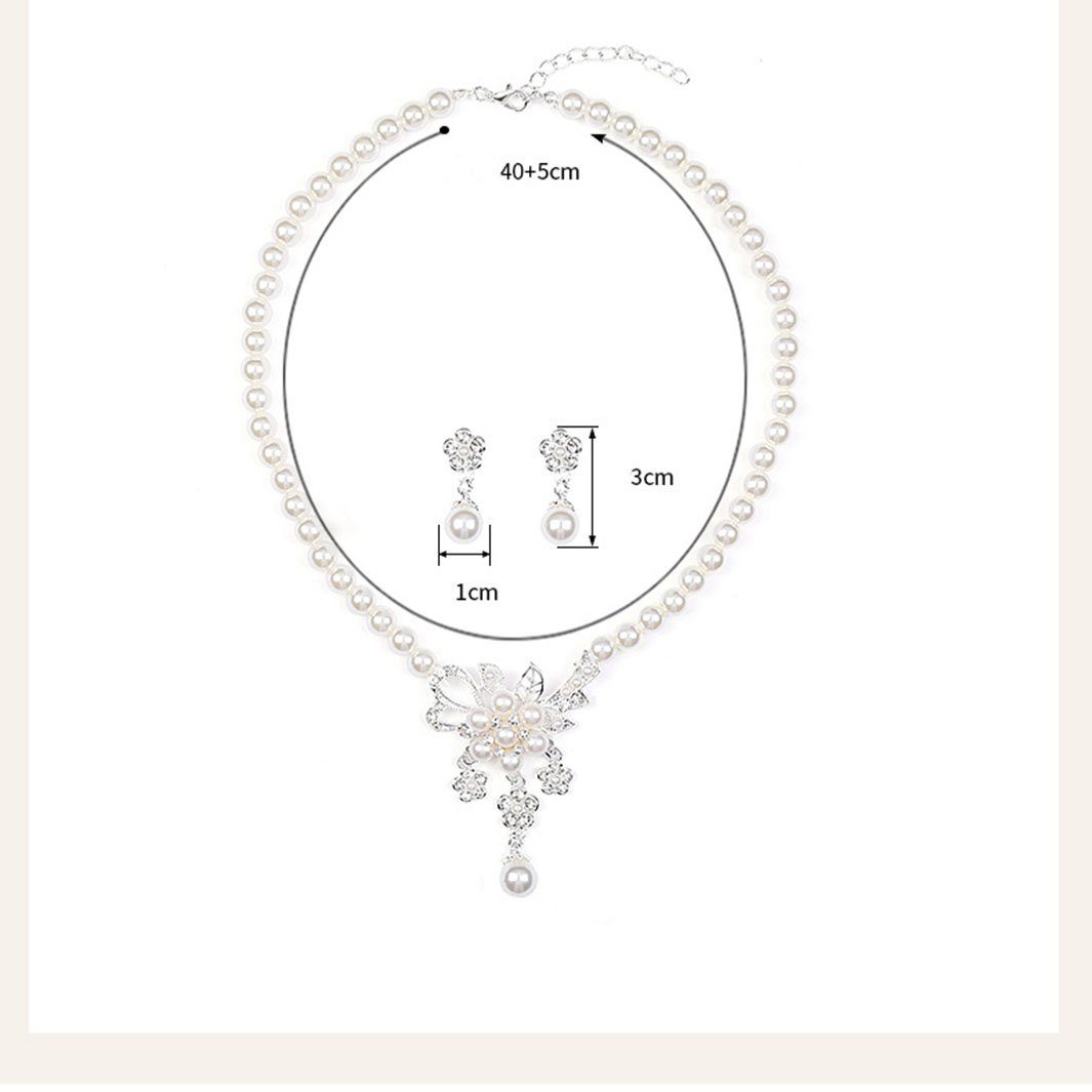 Imitation Set Zuchtperlen Künstliche Ketten Halskette (3-tlg), und Blume Ohrring Set POCHUMIDUU Ohrringe Perle
