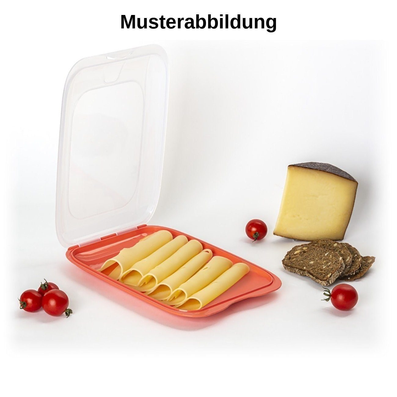 Engelland Frischhaltedose Aufschnittdosen, Kühlschrankbox, Kunststoff, Rot/Beige im platzsparend, Ordnung mit (Vorteils-Set, stapelbar, transparentem Kühlschrank, Kunststoff, Stapelbox Deckel), Organizer, 6-tlg