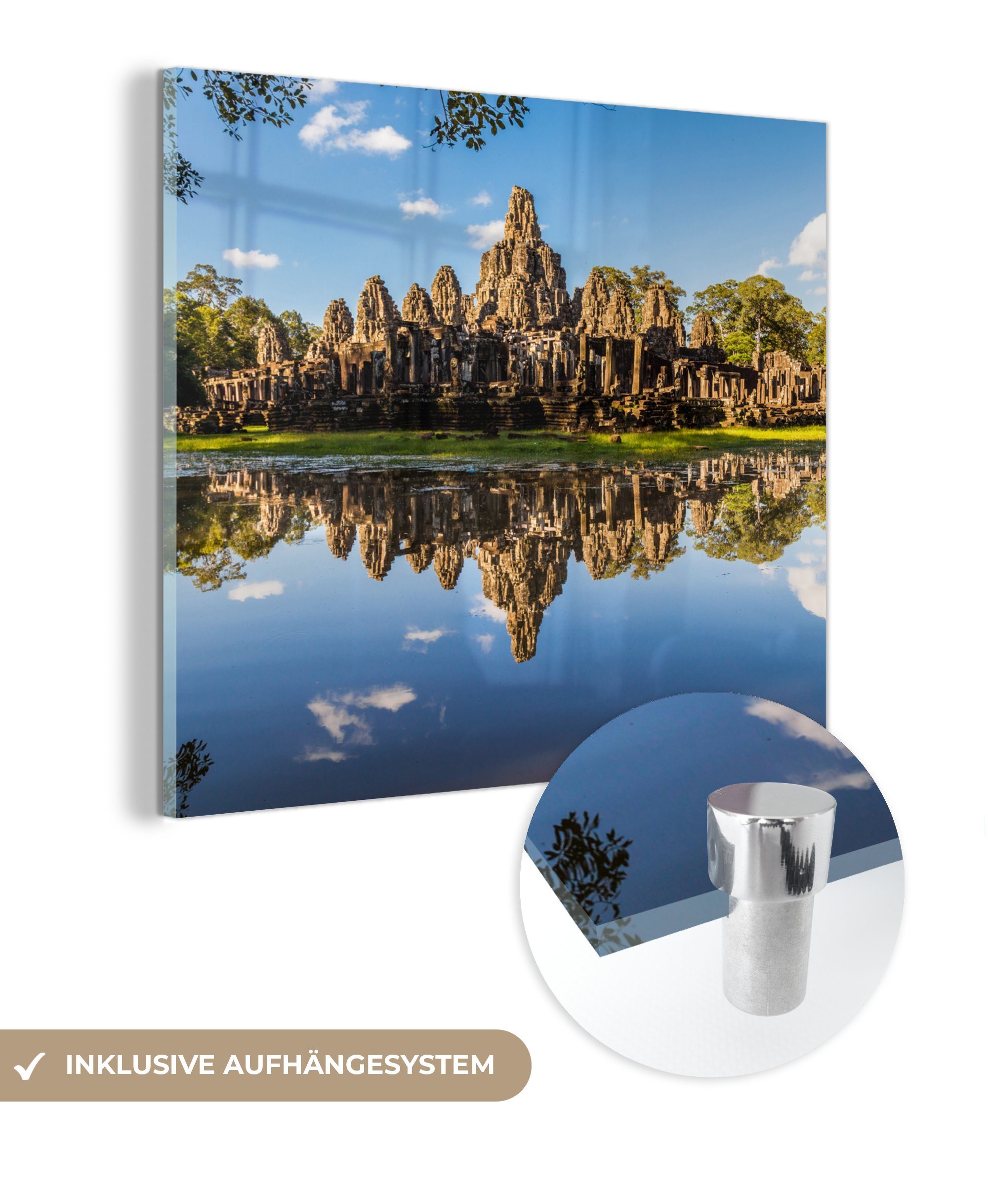 MuchoWow Acrylglasbild Angkor Wat hinter mehr, (1 St), Glasbilder - Bilder auf Glas Wandbild - Foto auf Glas - Wanddekoration