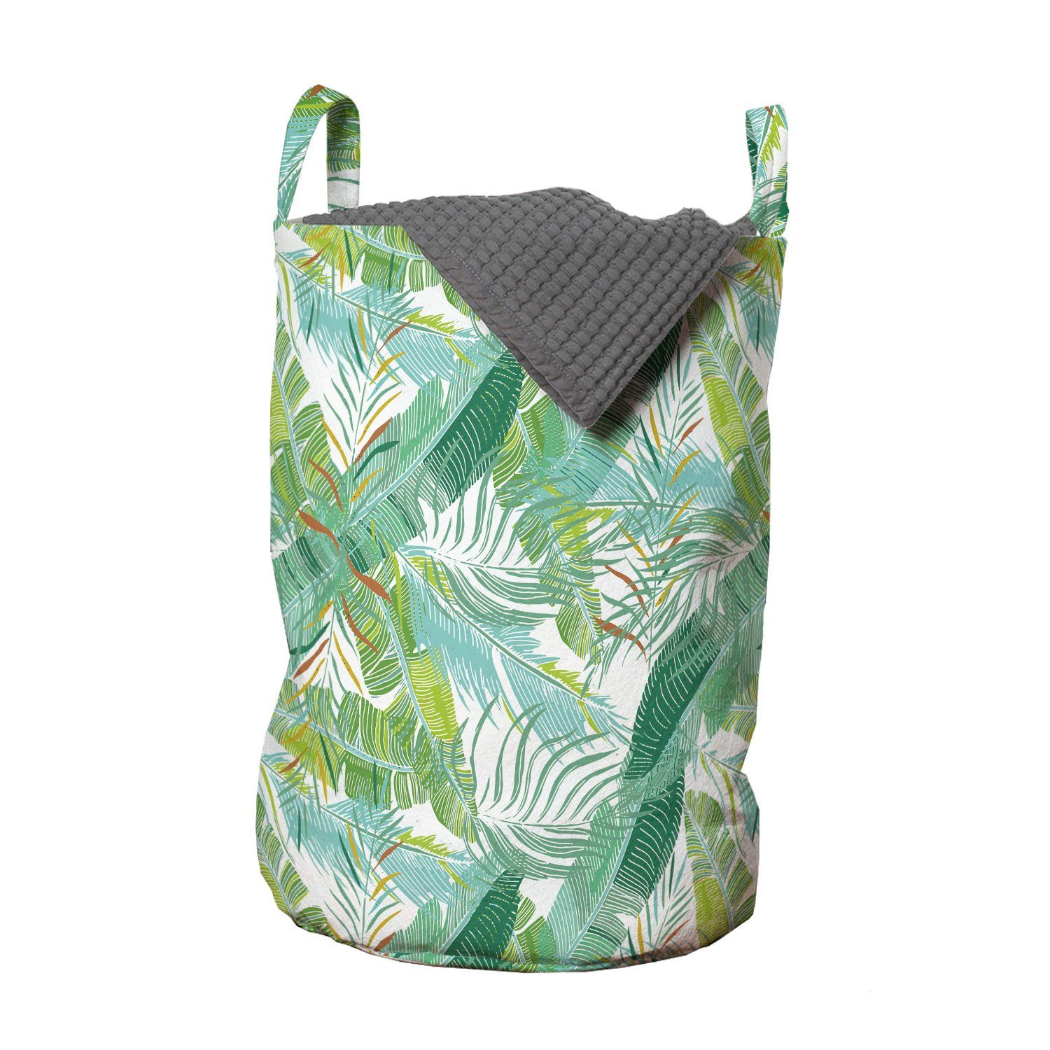 Abakuhaus Wäschesäckchen Wäschekorb mit Griffen Kordelzugverschluss für Waschsalons, Exotisch Kreative tropische Blatt-