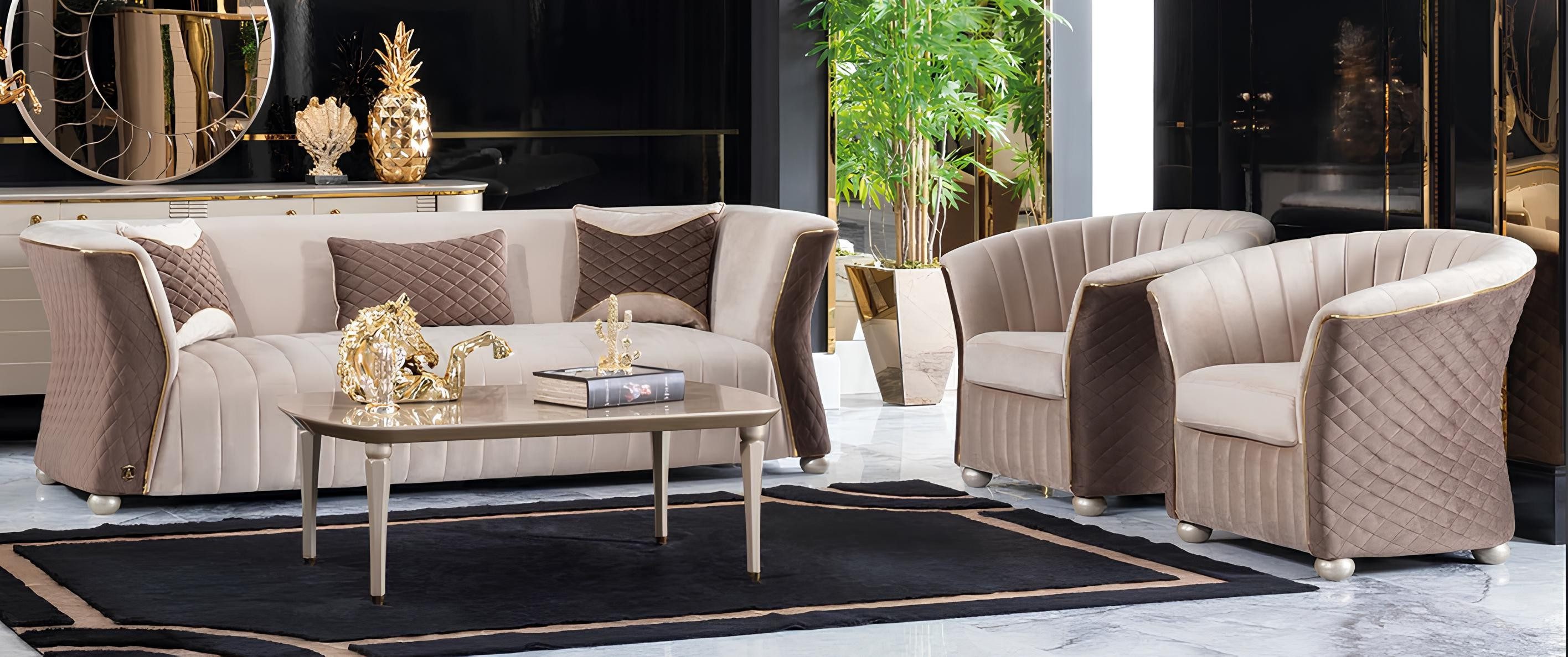 Xlmoebel Polstergarnitur Designer Sofas 3+1+1 Sitzer Stoff Couch Garnitur, (3-tlg), Made in Europa