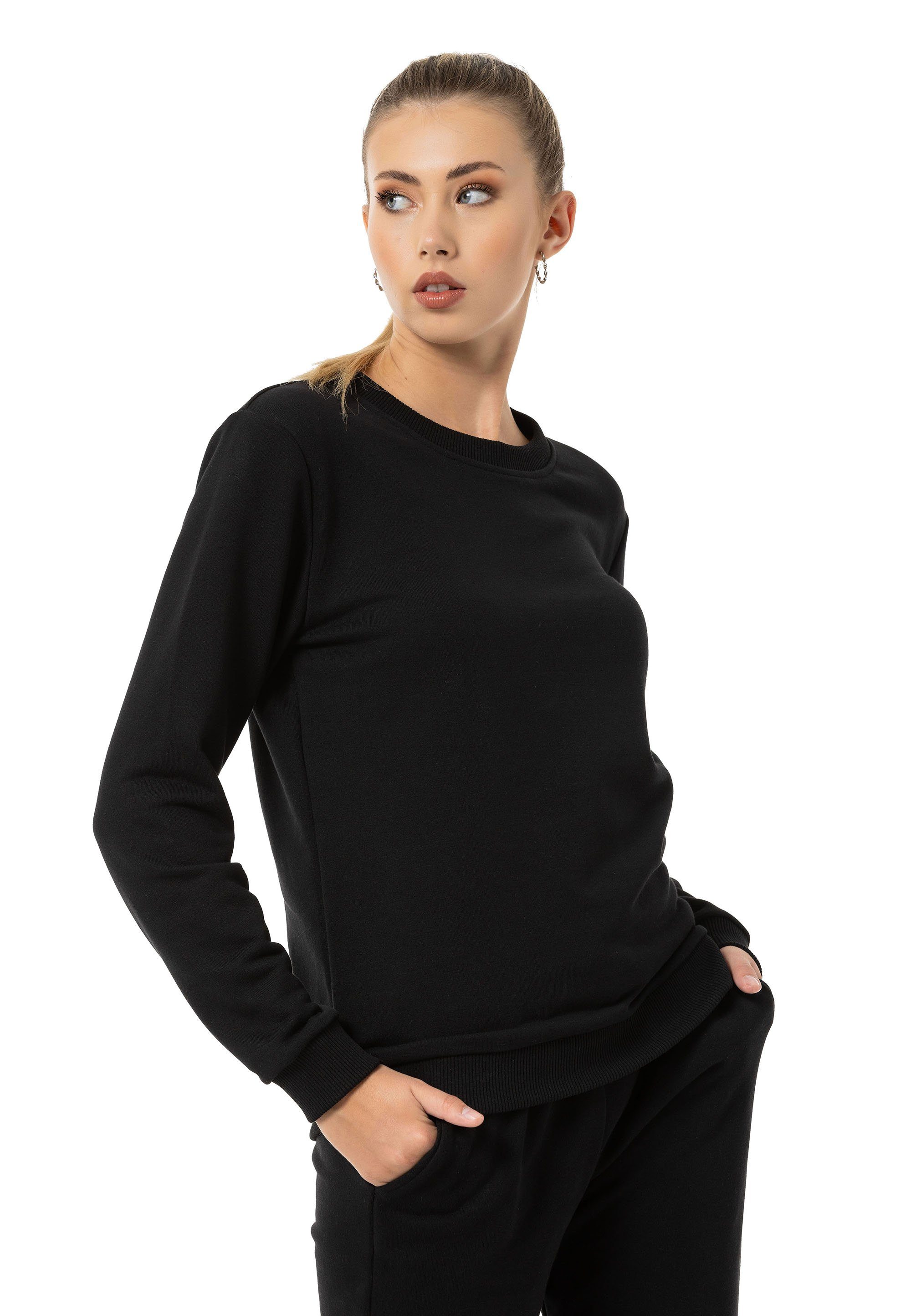 RedBridge Sweatshirt Rundhals Qualität Schwarz Pullover Premium