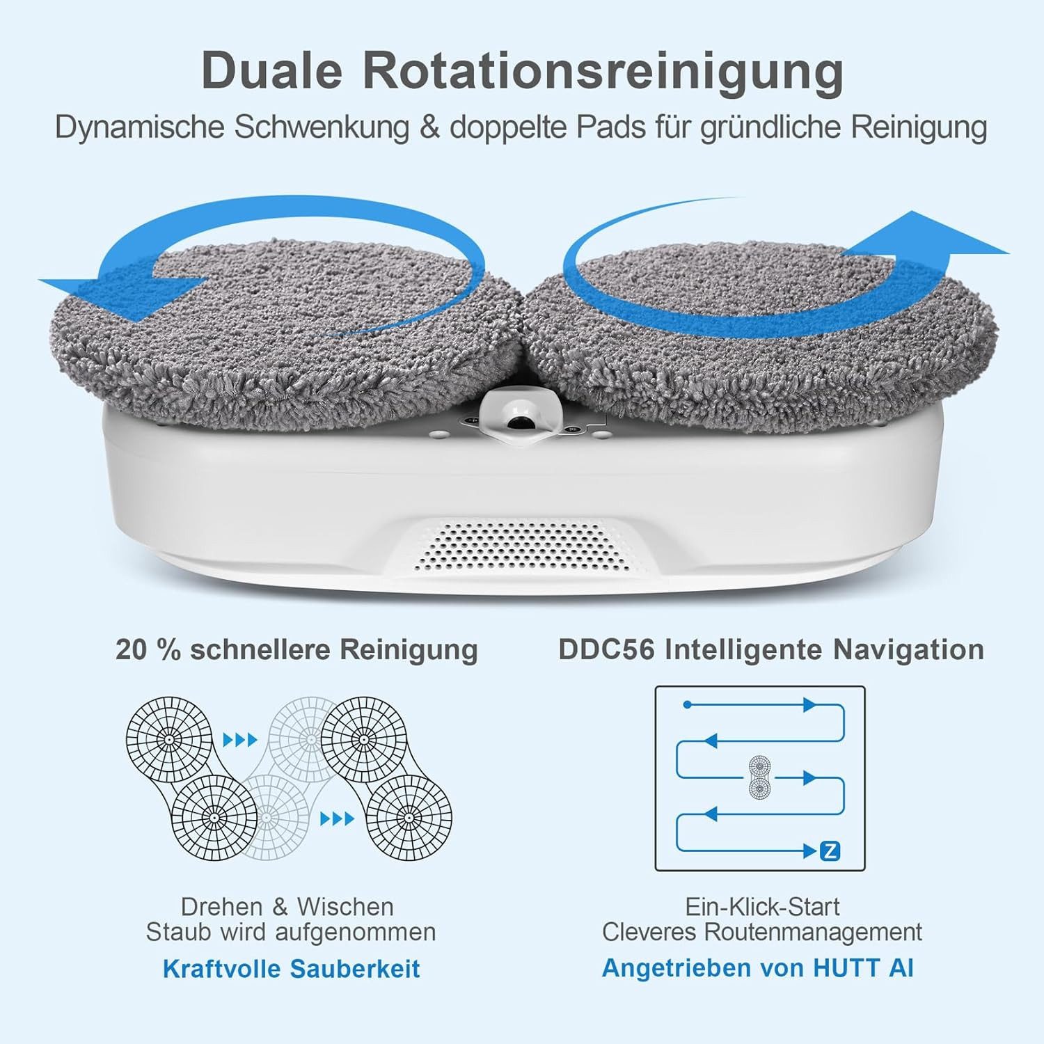 HUTT Fenstersauger Fensterputzroboter mit Sprühfunktion, Fensterputzer mit 80ML Tank, mit Wassertank und Sprühfunktion