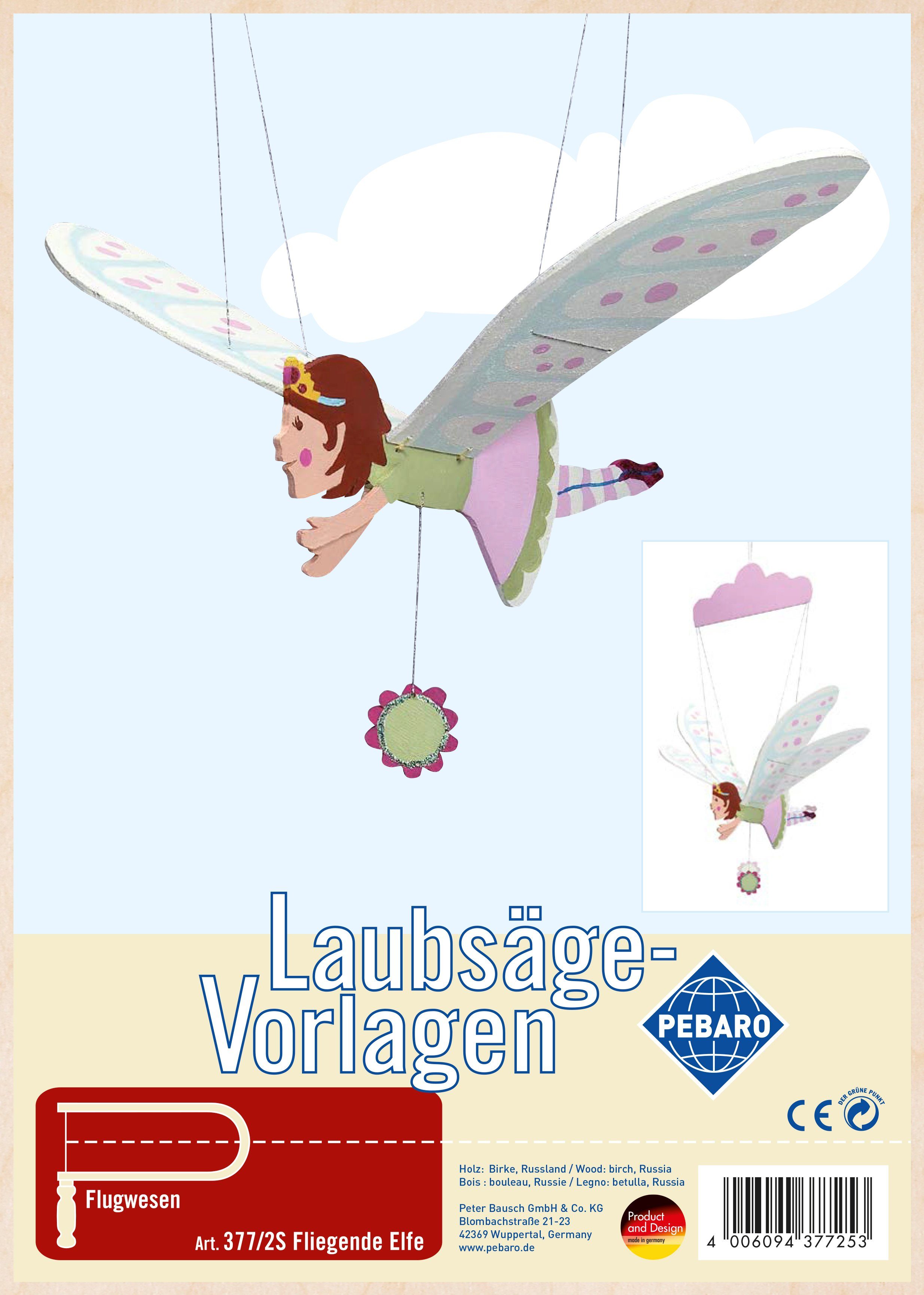 377/2S "Fliegende Kreativset Pebaro Laubsägevorlage Elfe",