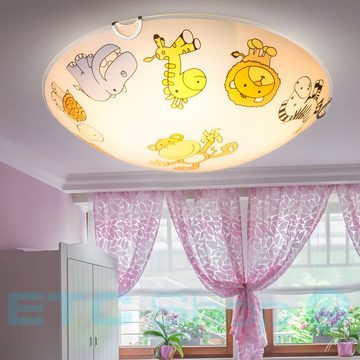 etc-shop Dekolicht, RGB LED Kinder Decken Leuchte Spiel Zimmer Tier Motiv Glas Lampe