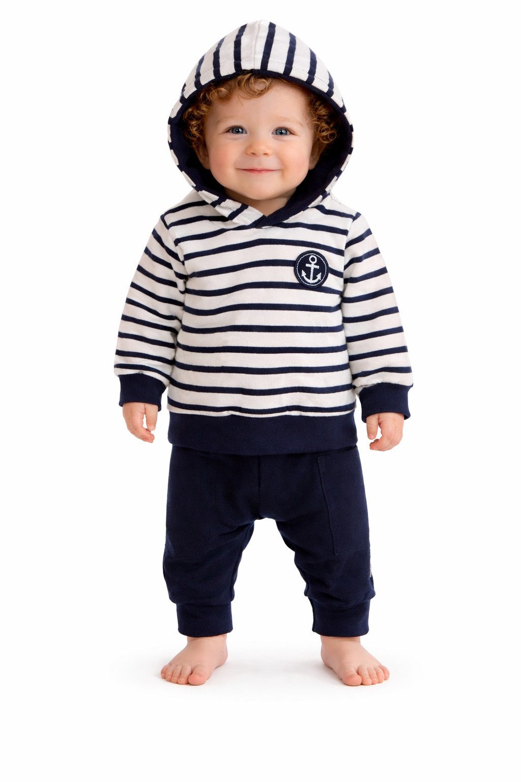 La Bortini Jogginganzug Kapuzenhoodie und Hose Baby und Kinder Anzug gestreift mit Anker, elastisch, weich, gestreift, 50 56 62 68 74 80 86 92 98