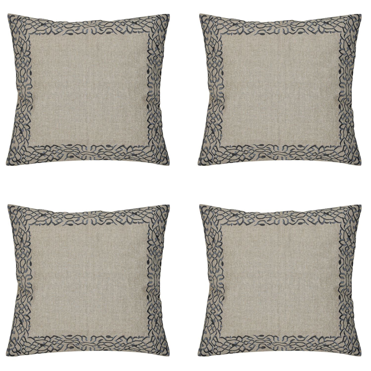 Marrakesch Orient & Mediterran Interior Zierkissen 4er Set Boho Kissenbezug Frisia edel aus Baumwolle in Grau 40 x 40 cm, (4 St)
