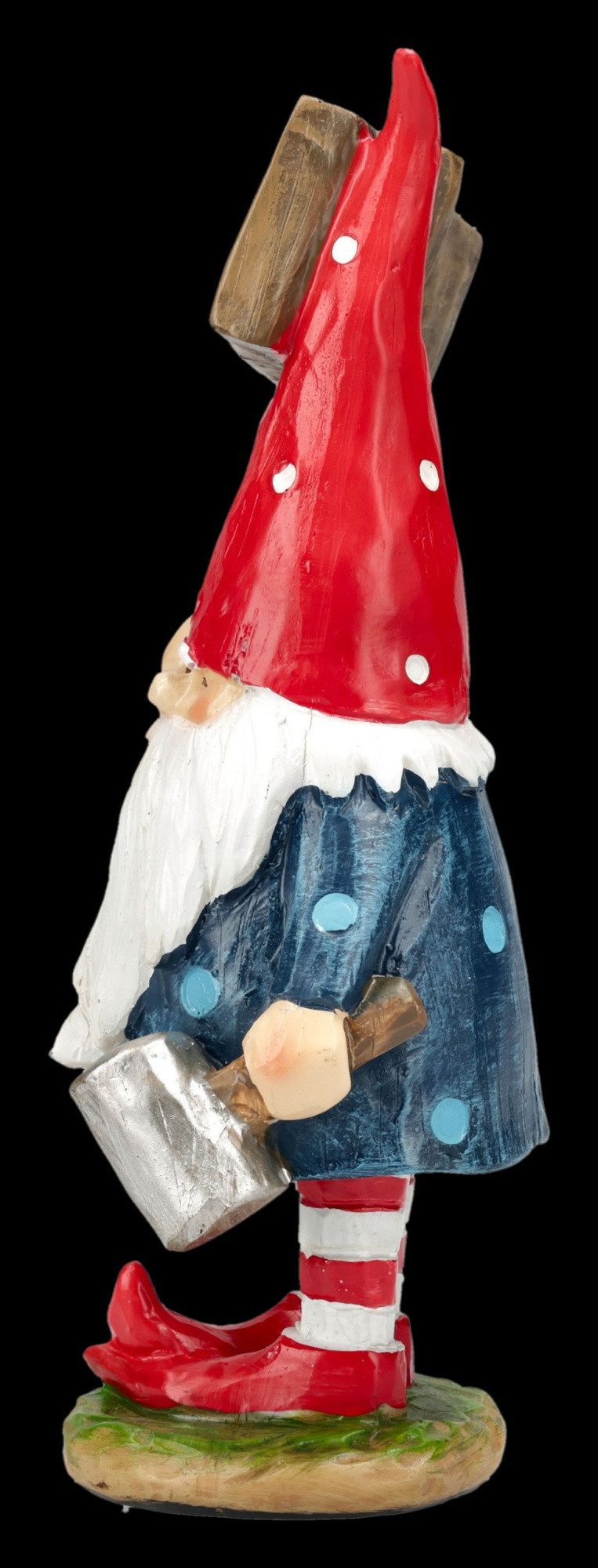 Figuren Shop GmbH Gartenzwerg Gartenzwerg Figur – Zwerg mit Mushroom Farm Schild Dekofigur 18 cm