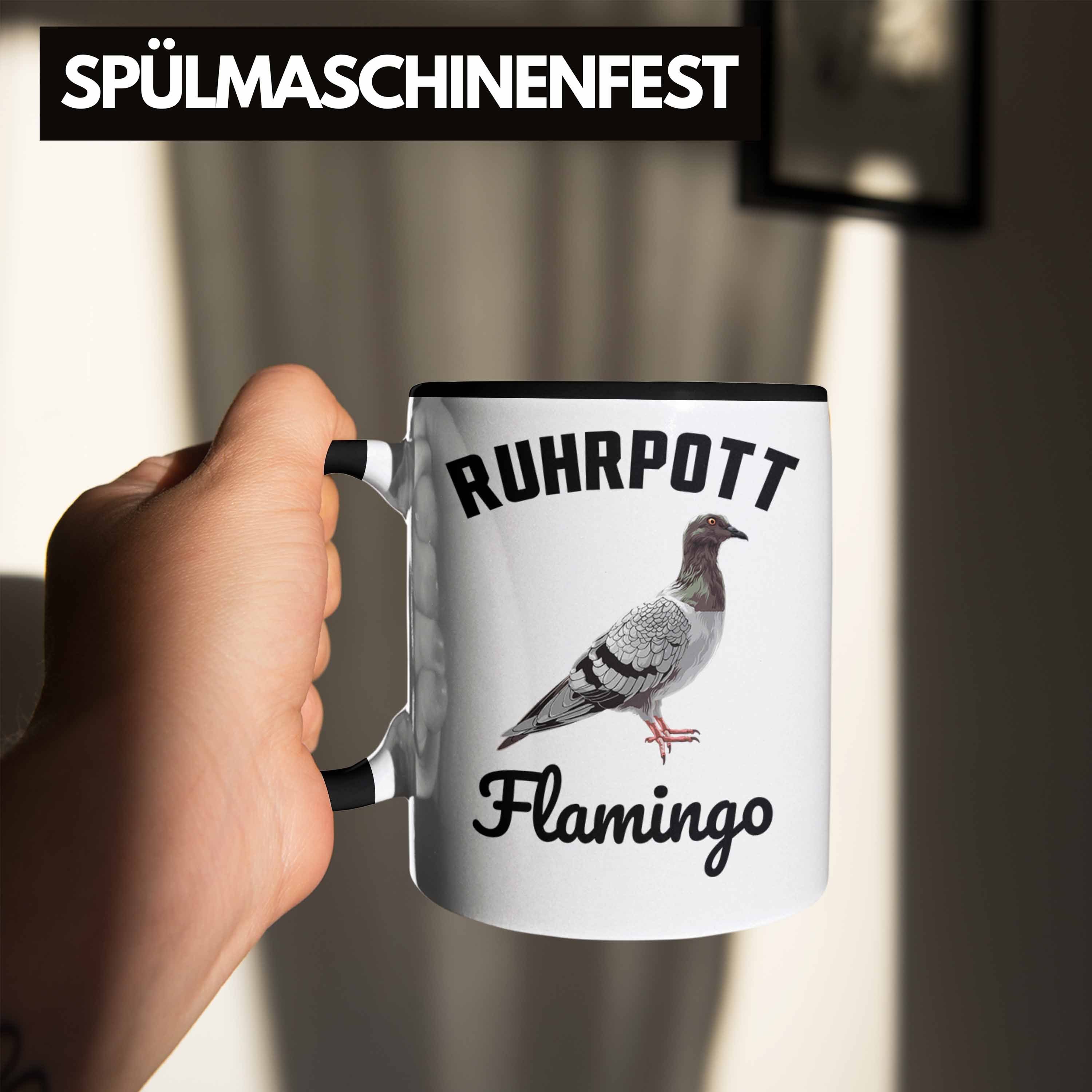 Trendation Trendation Zaubenzucht Taubenflüsterer Flamingo Geschenk - Spruch Tasse Becher Taubenzüchter Tasse Schwarz Tauben Ruhrpott Lustiger Zubehör