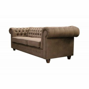 JVmoebel Chesterfield-Sofa Taupe Chesterfield Couch luxus Design Modern 3-er Sofort Neu, Made in Europe