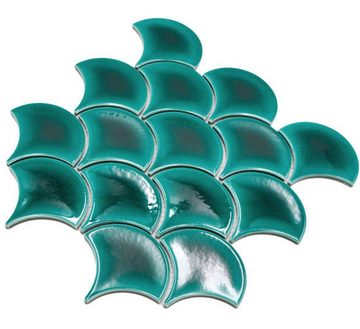 Mosani Mosaikfliesen Keramikmosaik Mosaikfliesen dunkelgrün glänzend / 10 Mosaikmatten