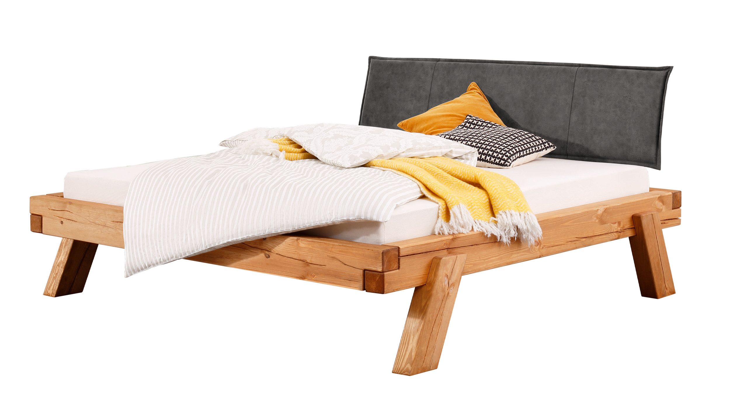 Massivart® Massivholzbett Balkenbett BÖRJE / Kiefer geölt und gebeizt, Farb günstig online kaufen