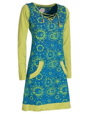 Vishes Jerseykleid Langarm Longshirt-Kleid Sweatkleid Shirt-Kleid Blumen Hippie, Elfen, Retro Style