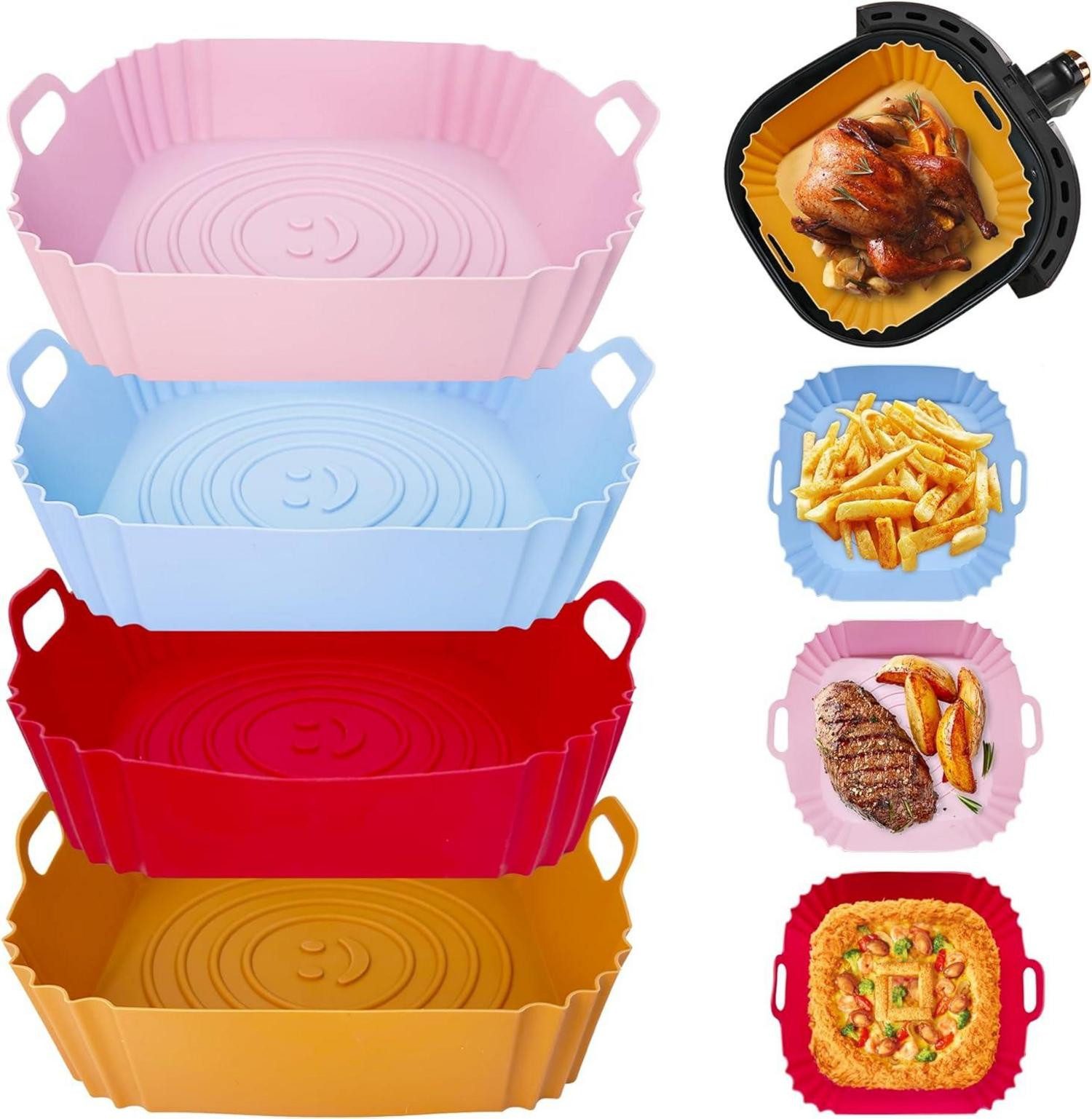 Back-Set 4er Set Silikonform für Heißluftfritteuse Airfryer Zubehör Pot Liners