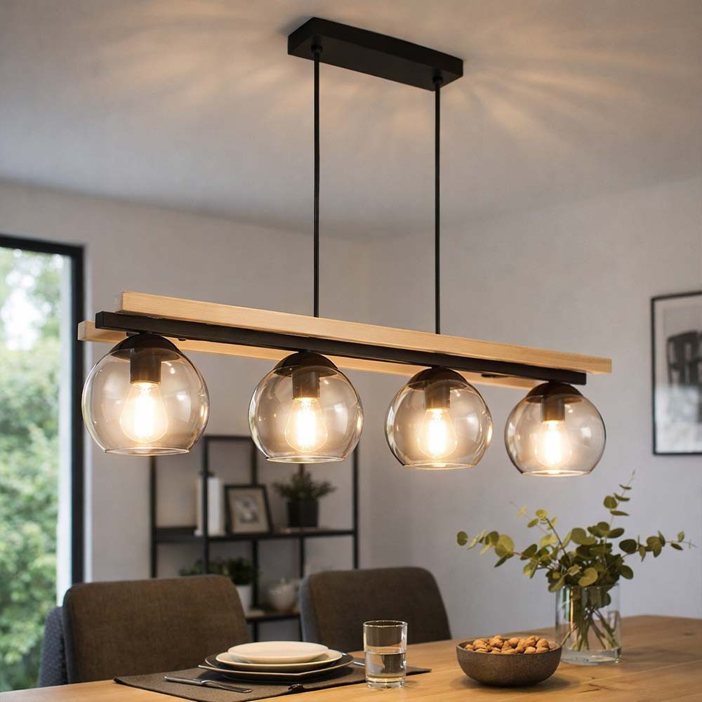 GLOBO LIGHTING LED-Hängeleuchte, Leuchtmittel inklusive, Warmweiß, LED Pendelleuchte Hängelampe Holzoptik Esszimmerleuchte