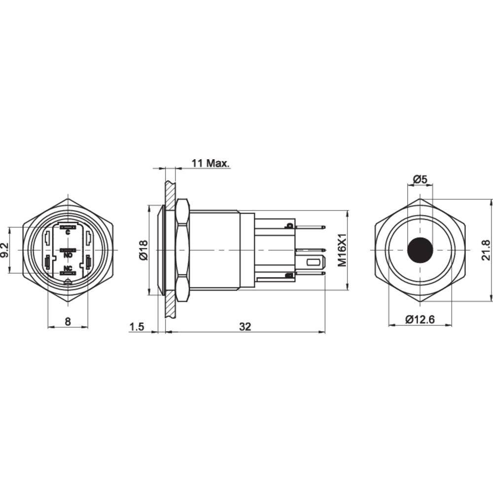 TRU COMPONENTS Schalter Druckschalter Drucktaster für GQ16-KF, überlistungssicher, Serie