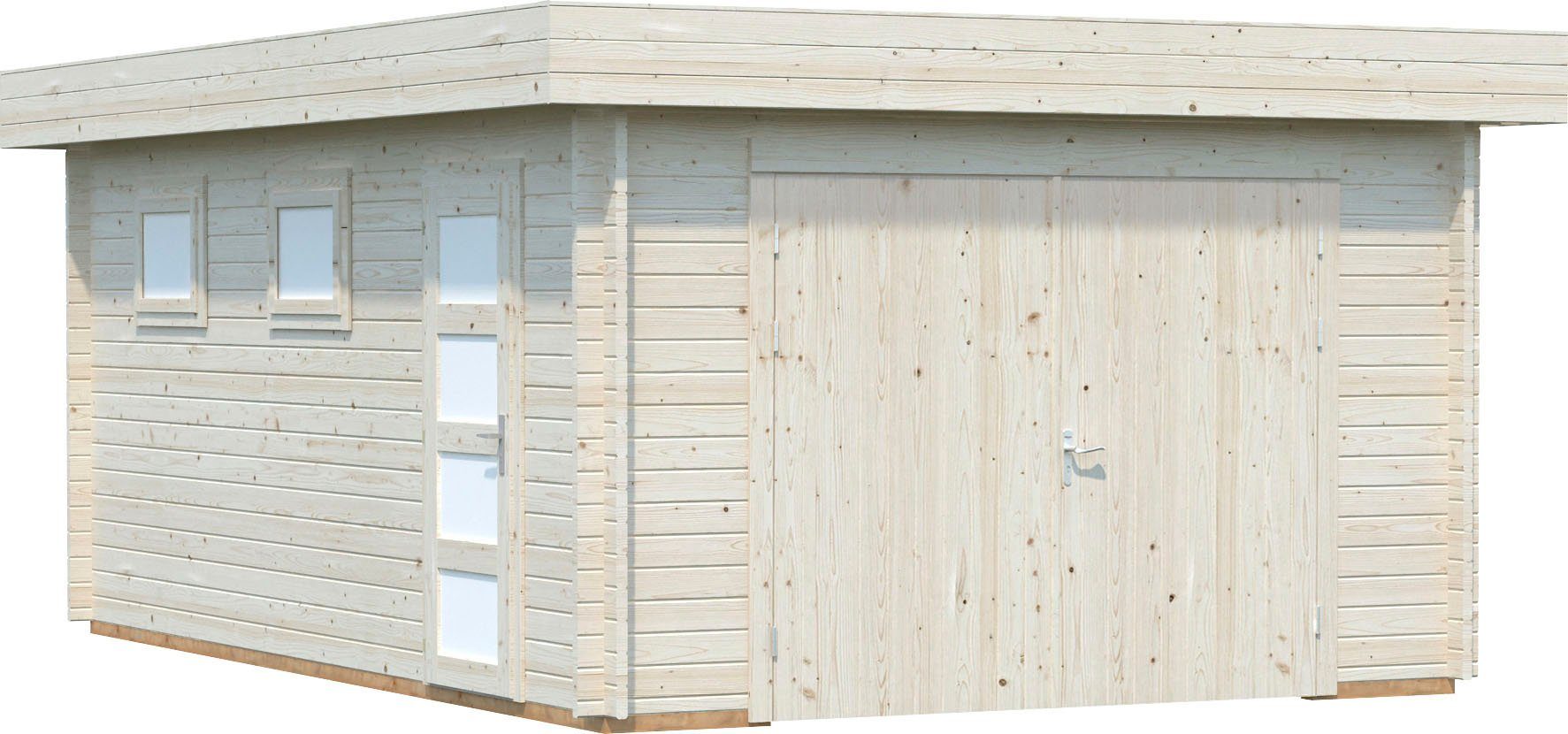 Palmako Garage Rasmus, BxTxH: 420x598x253 cm, mit Holztor, naturbelassen | Garagen