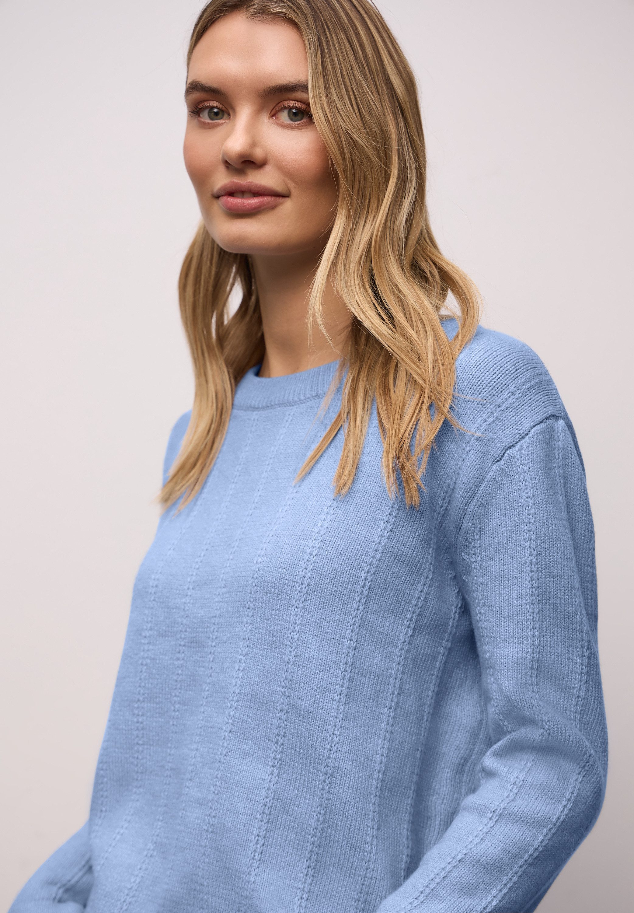STREET ONE Strickpullover mit Rundhals, strukturiert