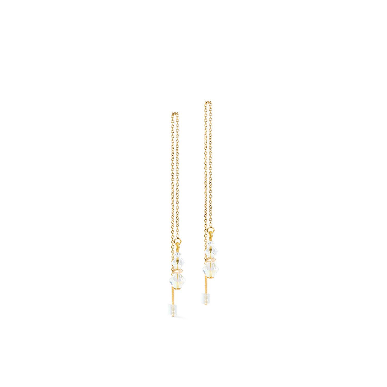Paar Ohrhänger Schmuck Geschenk Edelstahl Ohrringe Dancing Crystals Pure Würfelkette