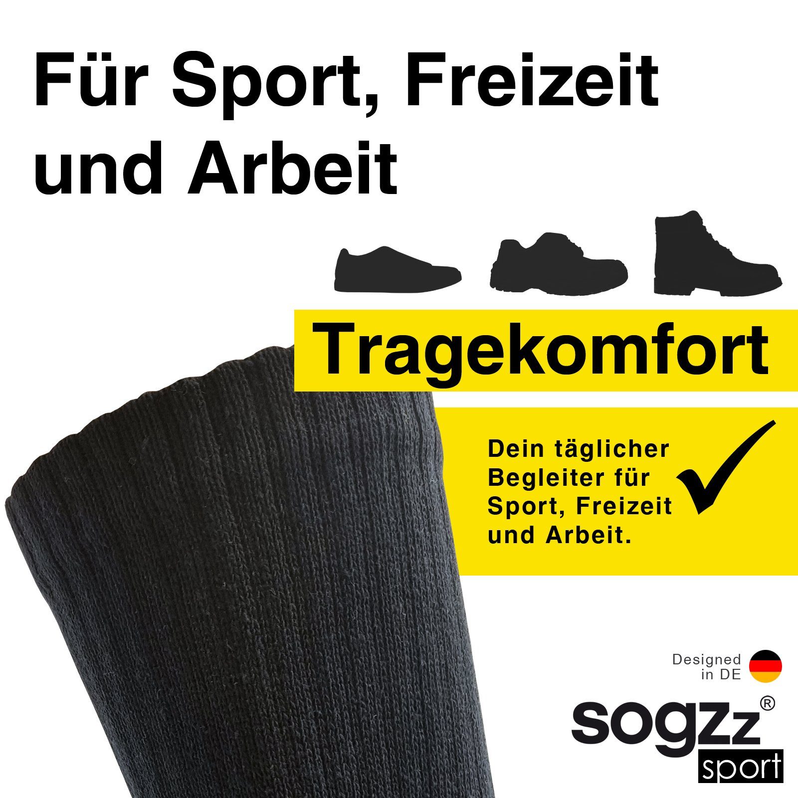 sogzz Tennissocken 5-30 Paar Sportsocken 80% Baumwolle Arbeitssocken Herren Damen (Modell: Sport Basic, 5-Paar)