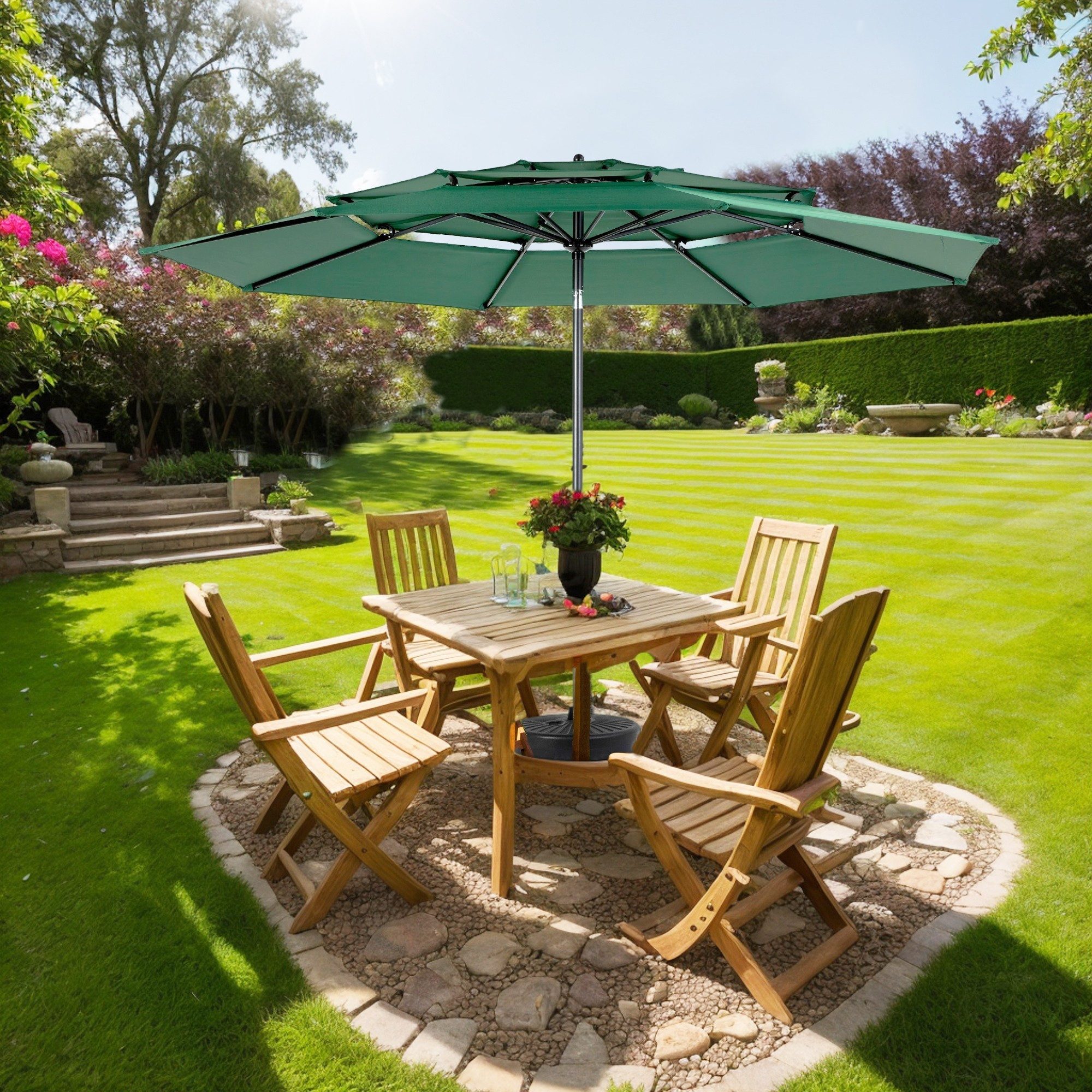 LVHOM Sonnenschirm (Modell B)294x294cm, Super winddicht, einstellbarer Schirmwinkel, Kurbeldesign,8Schirmrippen,wasserdicht,Garten/Terrasse/Schwimmbad/Meer