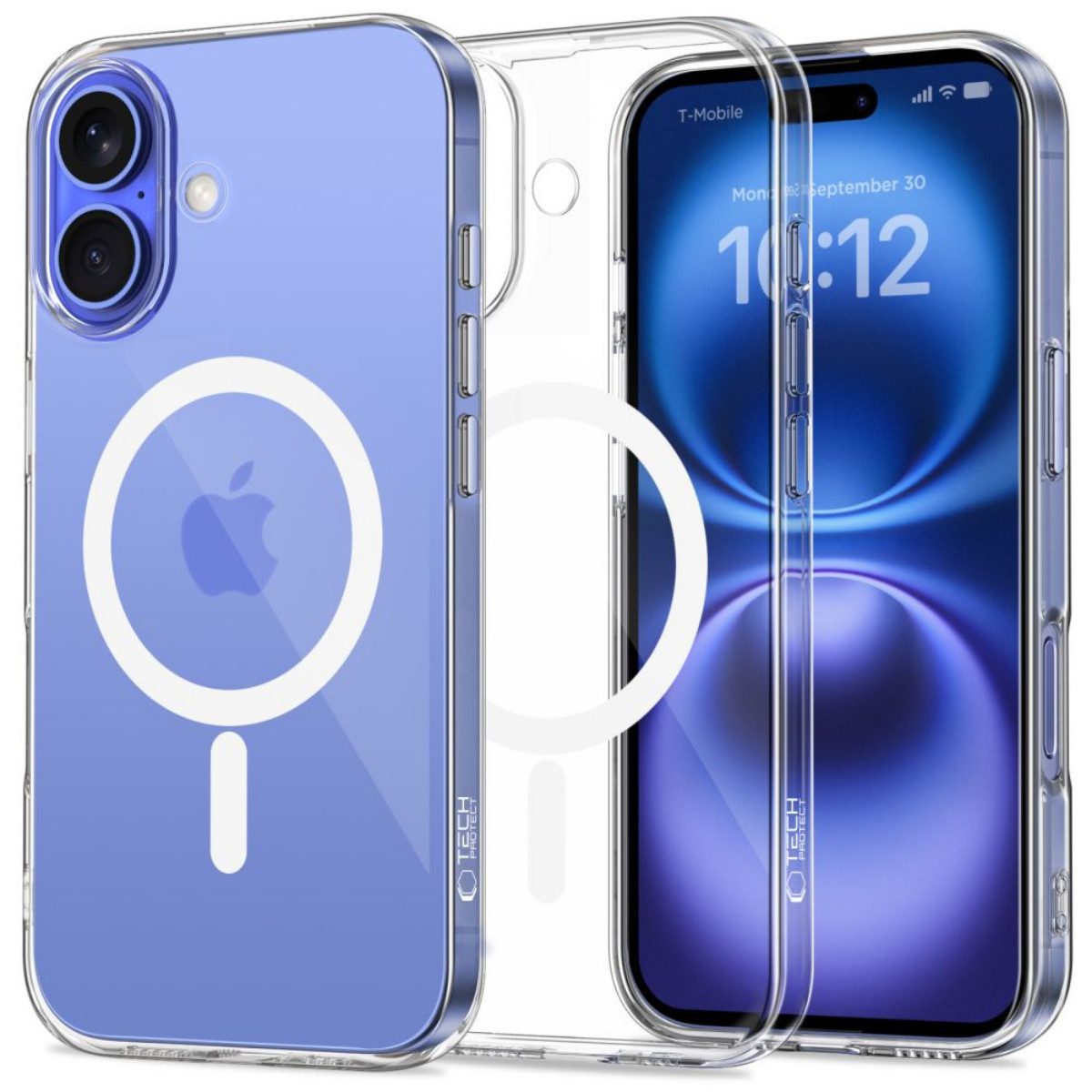 TECH PROTECT Handyhülle FlexAir Case Kompatibel mit iPhone 16 Transparent mit Magnetfunktion 6,1, Transparenter Flexrahmen mit integrierter Magnetfunktion für Zubehör