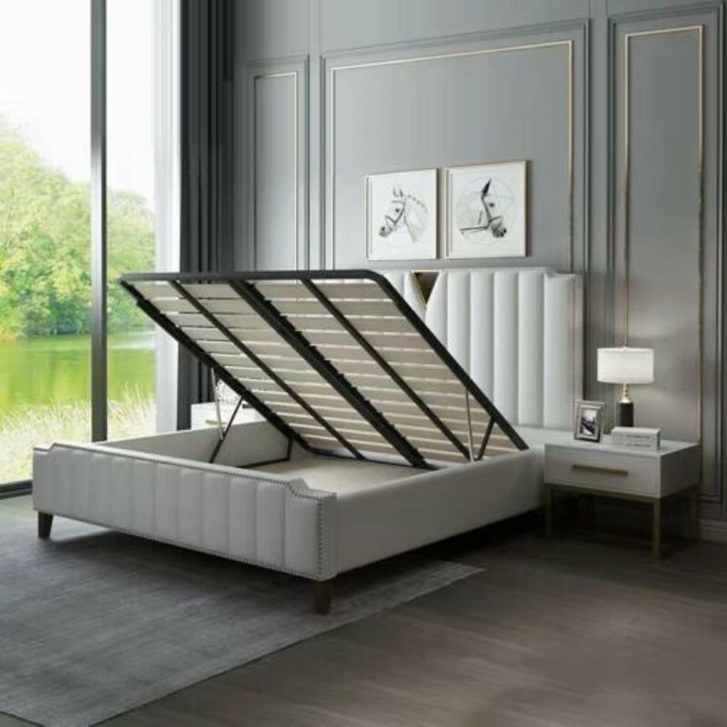 Ehe Lederbett, Zimmer Bett Doppel Leder Schlaf Design Luxus JVmoebel 180x200cm Polster