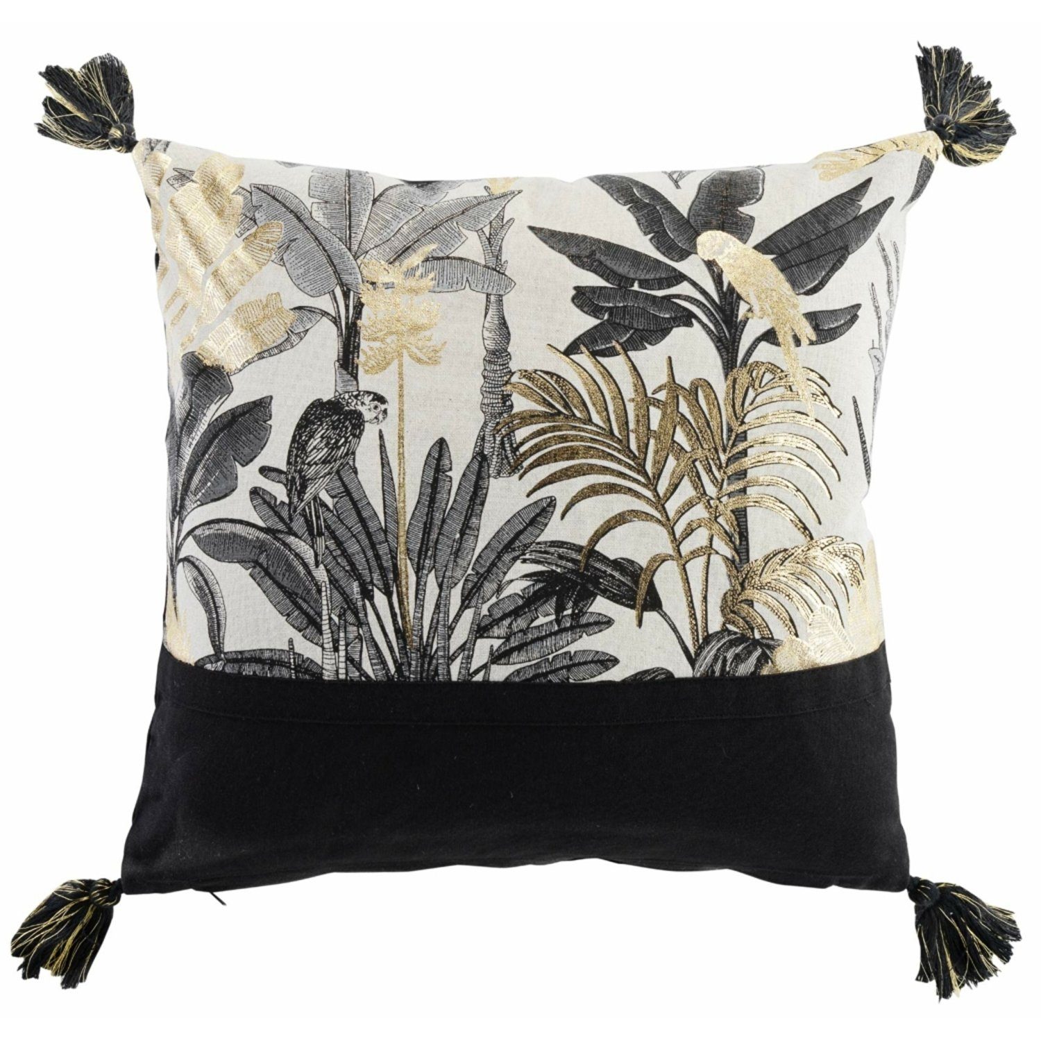 Macosa Home Dekokissen Blätter Weiß Grün Gold Zierkissen, Dekokissen mit Reißverschluss inkl. Füllung Sofakissen 40x40