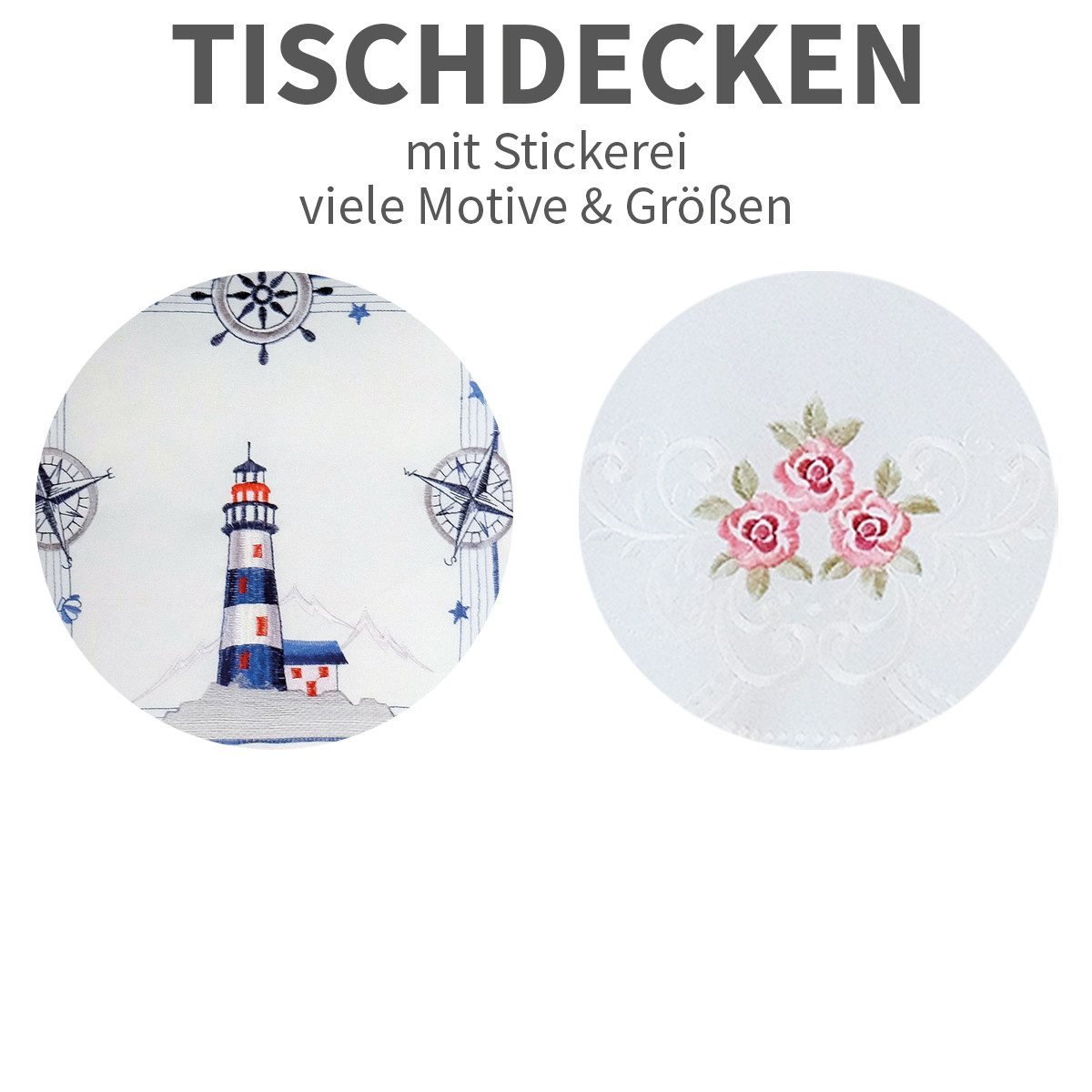 matches21 HOME & HOBBY Tischdecke Tischdecke MARGIT Rosen romantisch Blüten Polyester weiß 110 x 110 cm (1-tlg), Pflegeleicht & waschbar bei 30 °C