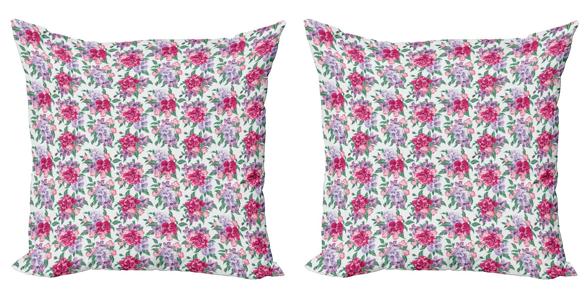 Kissenbezüge Modern Accent Englischer Digitaldruck, Stück), (2 Doppelseitiger Blüten Garten Abakuhaus
