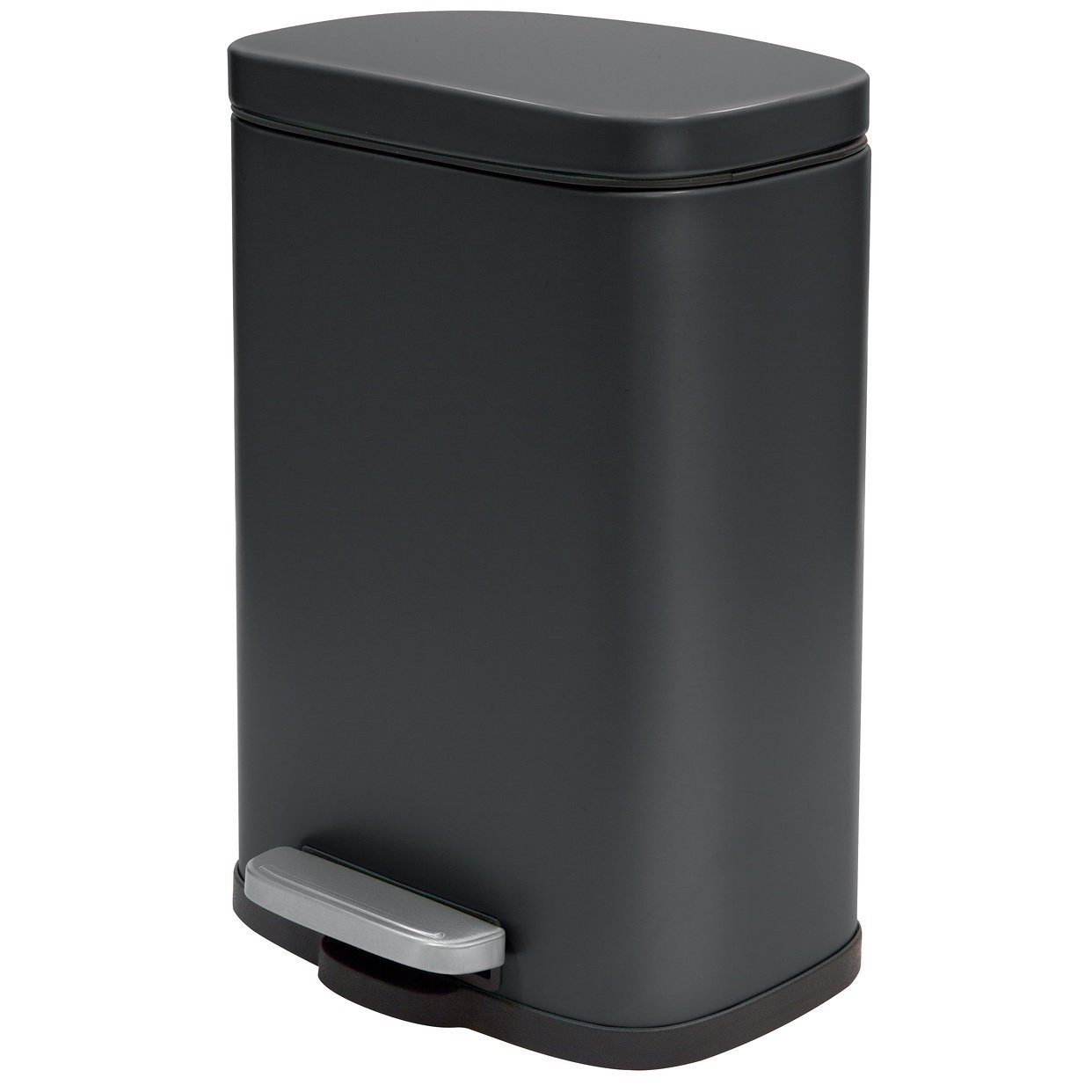 Mülleimer AKIRA, Abfall Treteimer L, Softclose Absenkautomatik, herausnehmbarer Innenbehälter, Anti-Fingerprint Oberfläche, Stahl matt-satiniert, für Küche, Büro, Hauswirtschaftsraum, 12 L, schwarz